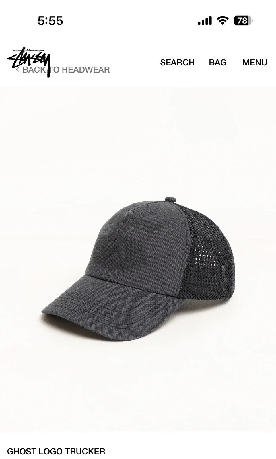 Stussy Stussy Ghost Logo Trucker SnapBack hat SS26 Black Size ONE SIZE - 5 Thumbnail