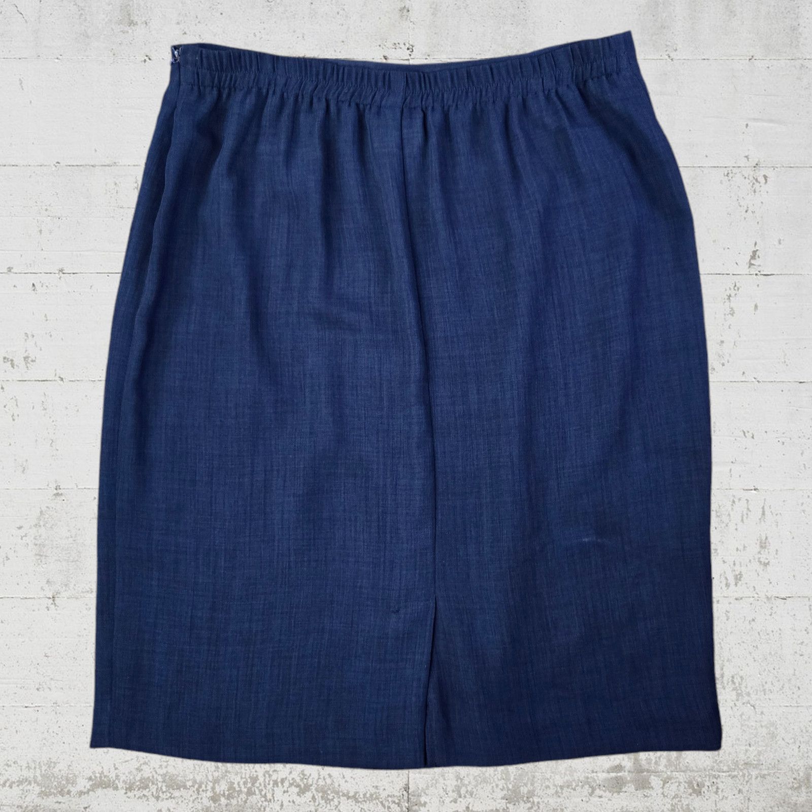 Vintage 80s Vintage Blue Knee Length Skirt Size 16P Size 38" / US 16 / IT 52 - 7 Thumbnail