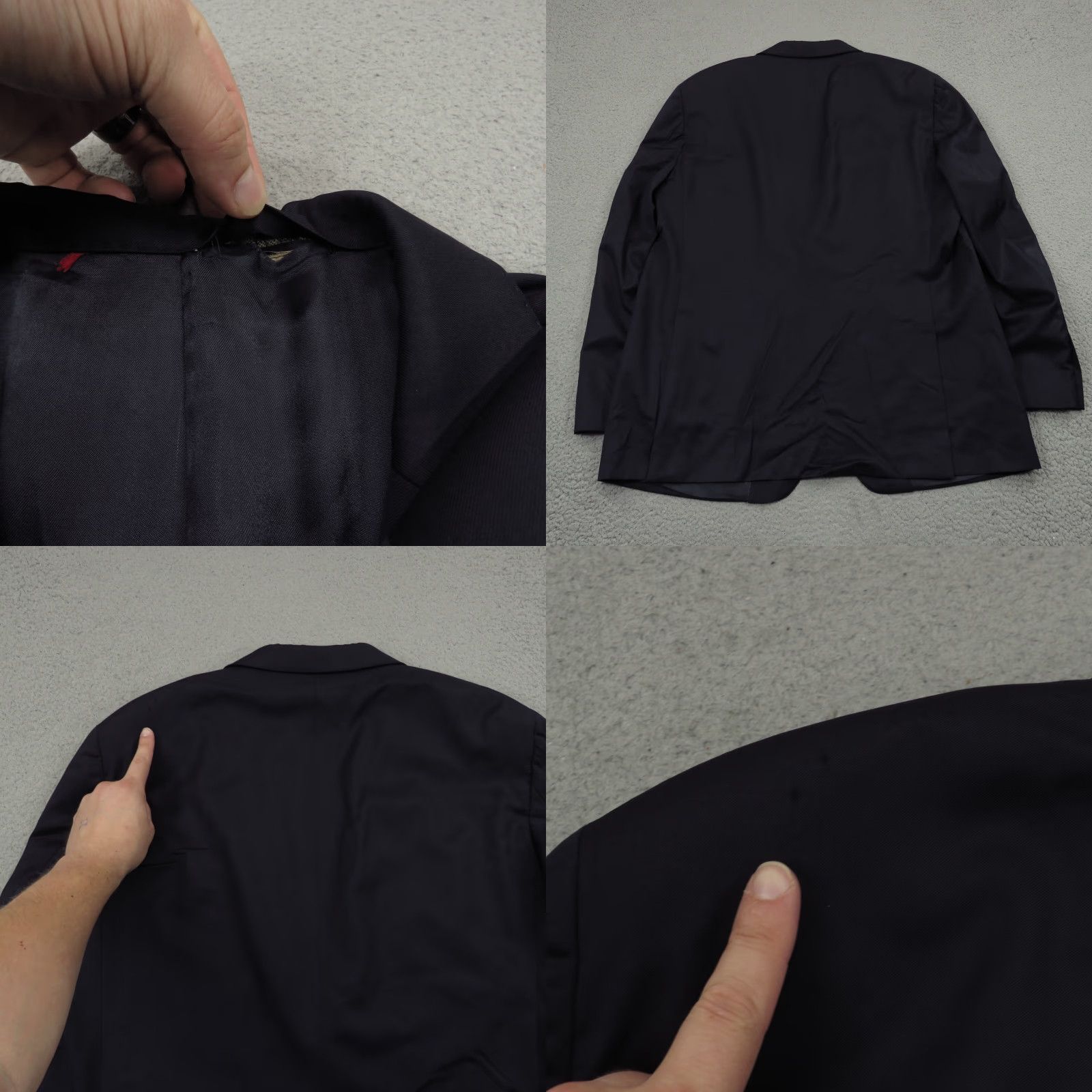 Vintage Samuelsohn Blazer Jacket Men 48L Navy Wool Solid Notch Lapel Single-Breasted Two-Button 4-Button Long Modern Classic Size 48R - 8 Thumbnail