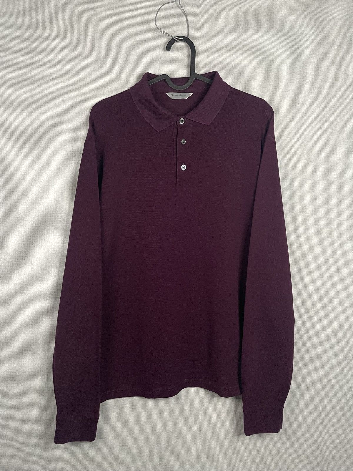Designer × Gieves & Hawkes Gieves&Hawkes Burgundy Longsleeve Polo Old Money Luxury Size US L / EU 52-54 / 3 - 1 Thumbnail