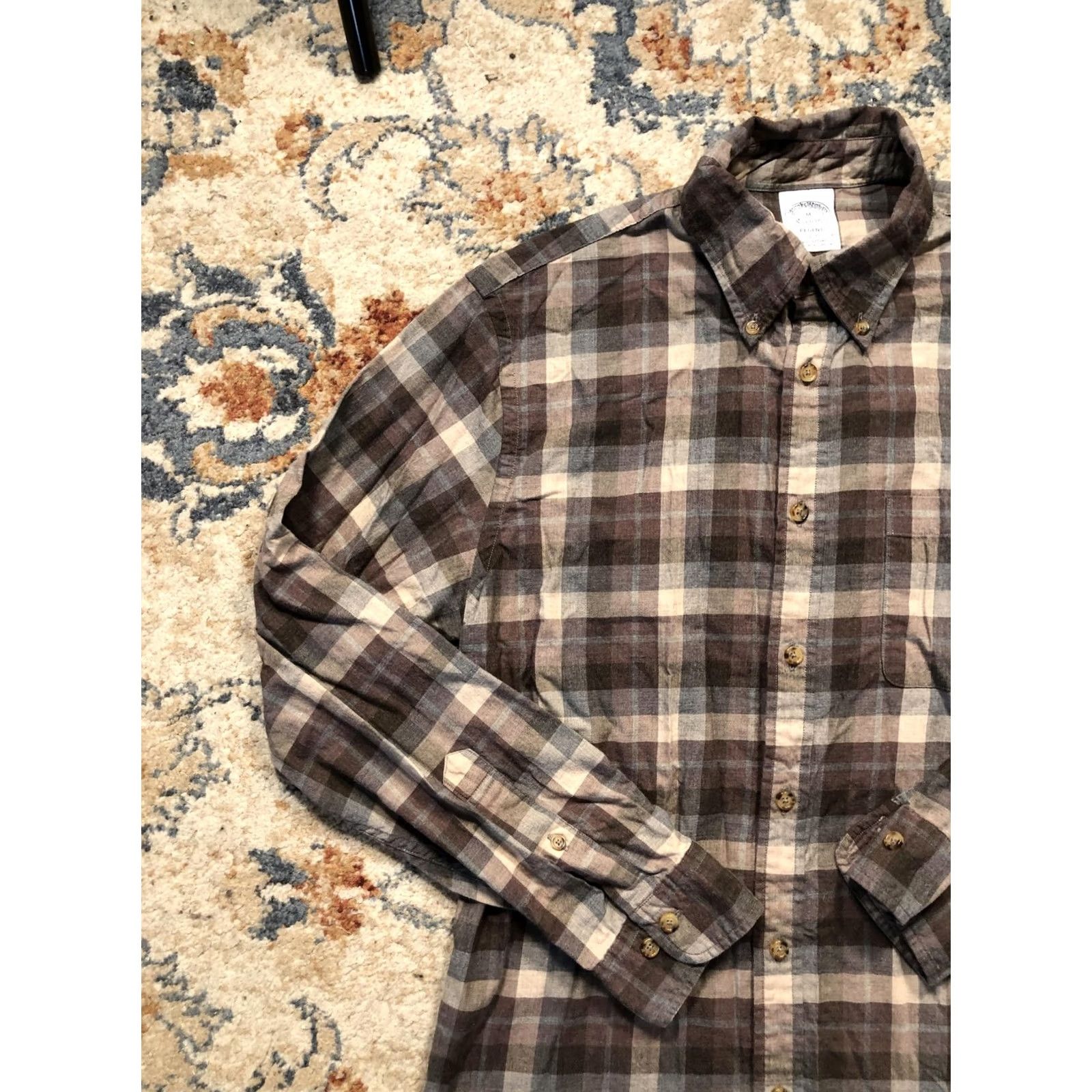 Brooks Brothers Brooks Brothers Shirt Mens M Brown Plaid Long Sleeve Button-Down Casual Shirt Size US M / EU 48-50 / 2 - 3 Thumbnail