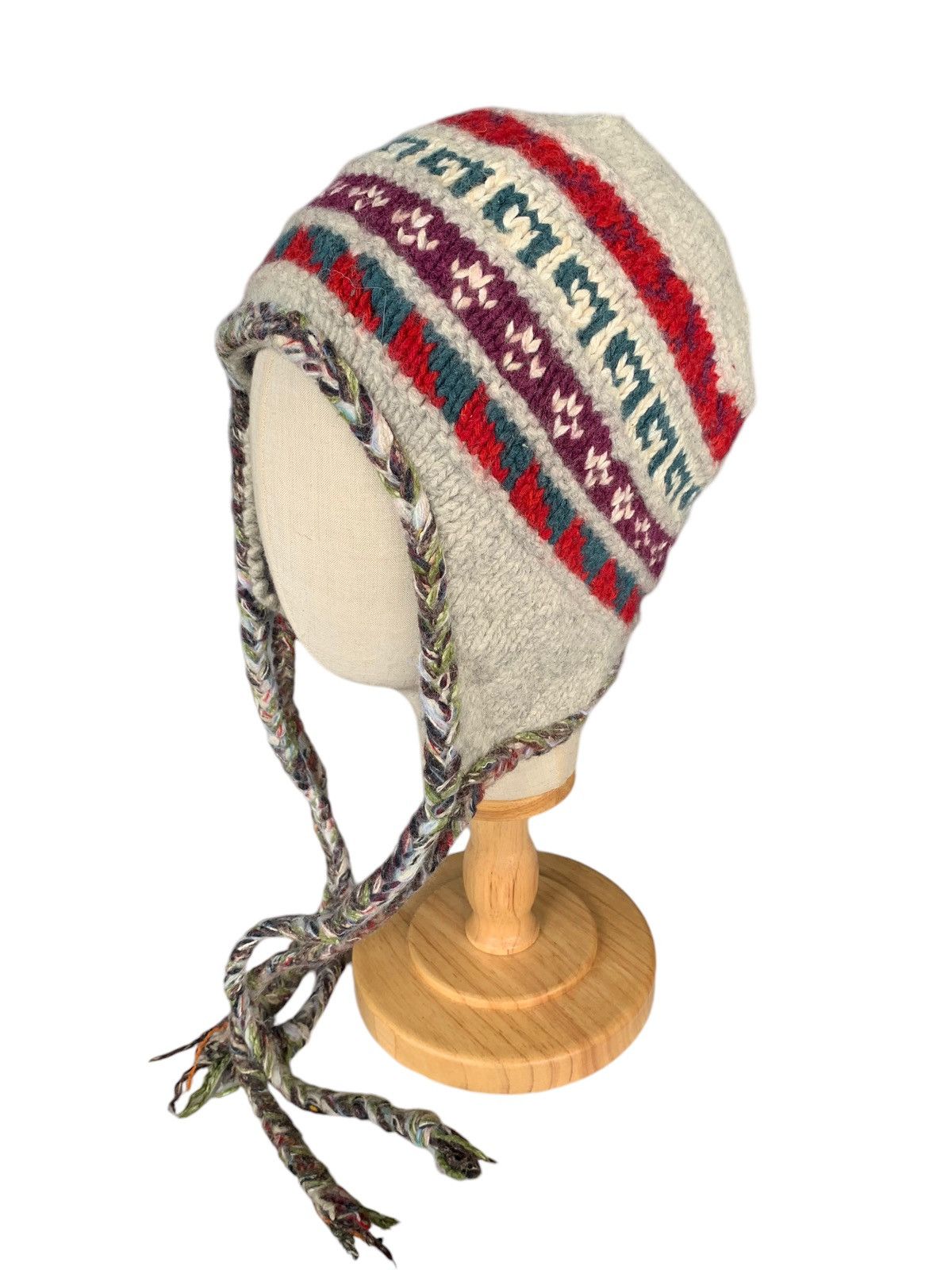 Japanese Brand × Kapital × Vintage HIPPIES STYLE 🌈 Multicolour Knitted earflap Beanie Hats Size ONE SIZE - 4 Thumbnail