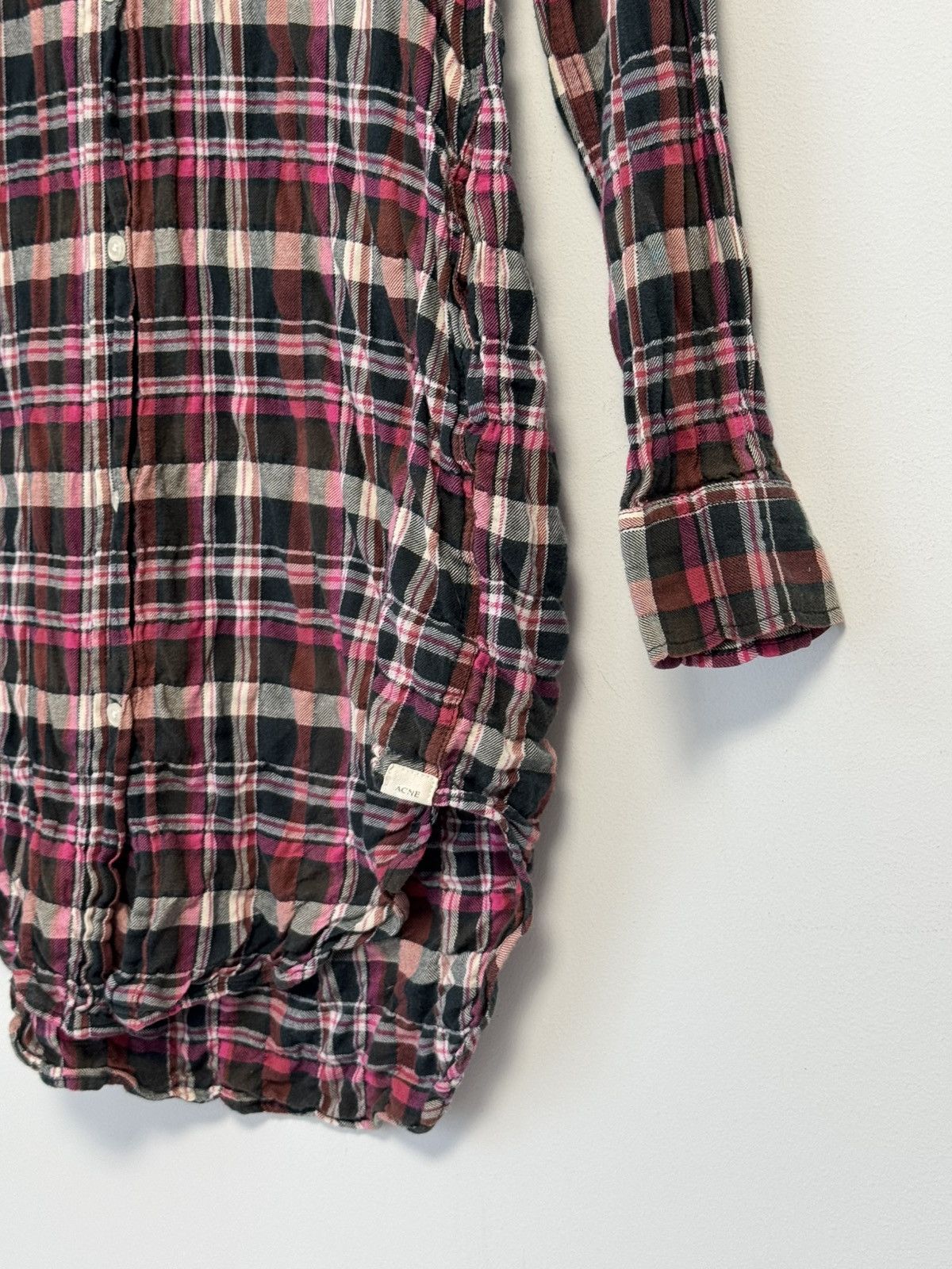 Acne Studios Acne Studios Pink Plaid Flannel Shirt Long Sleeve Size XXS / US 00 / IT 34 - 5 Thumbnail