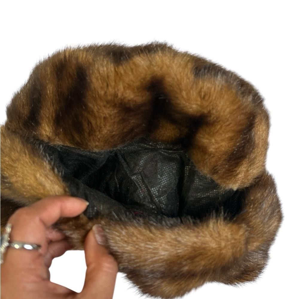 Designer Brown Fur Trapper Hat Size ONE SIZE - 4 Thumbnail