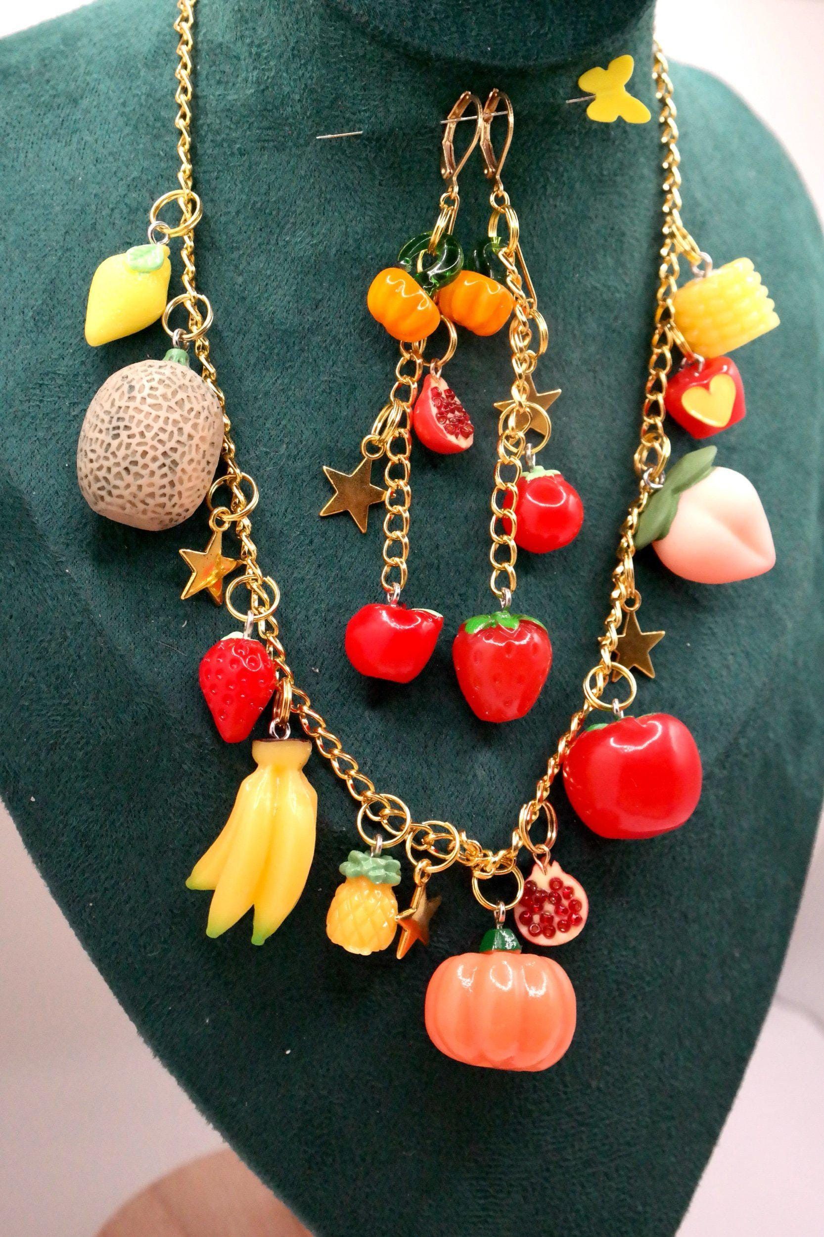 Handmade Fruity Gold Star Necklace & Earrings Set Size ONE SIZE - 4 Thumbnail