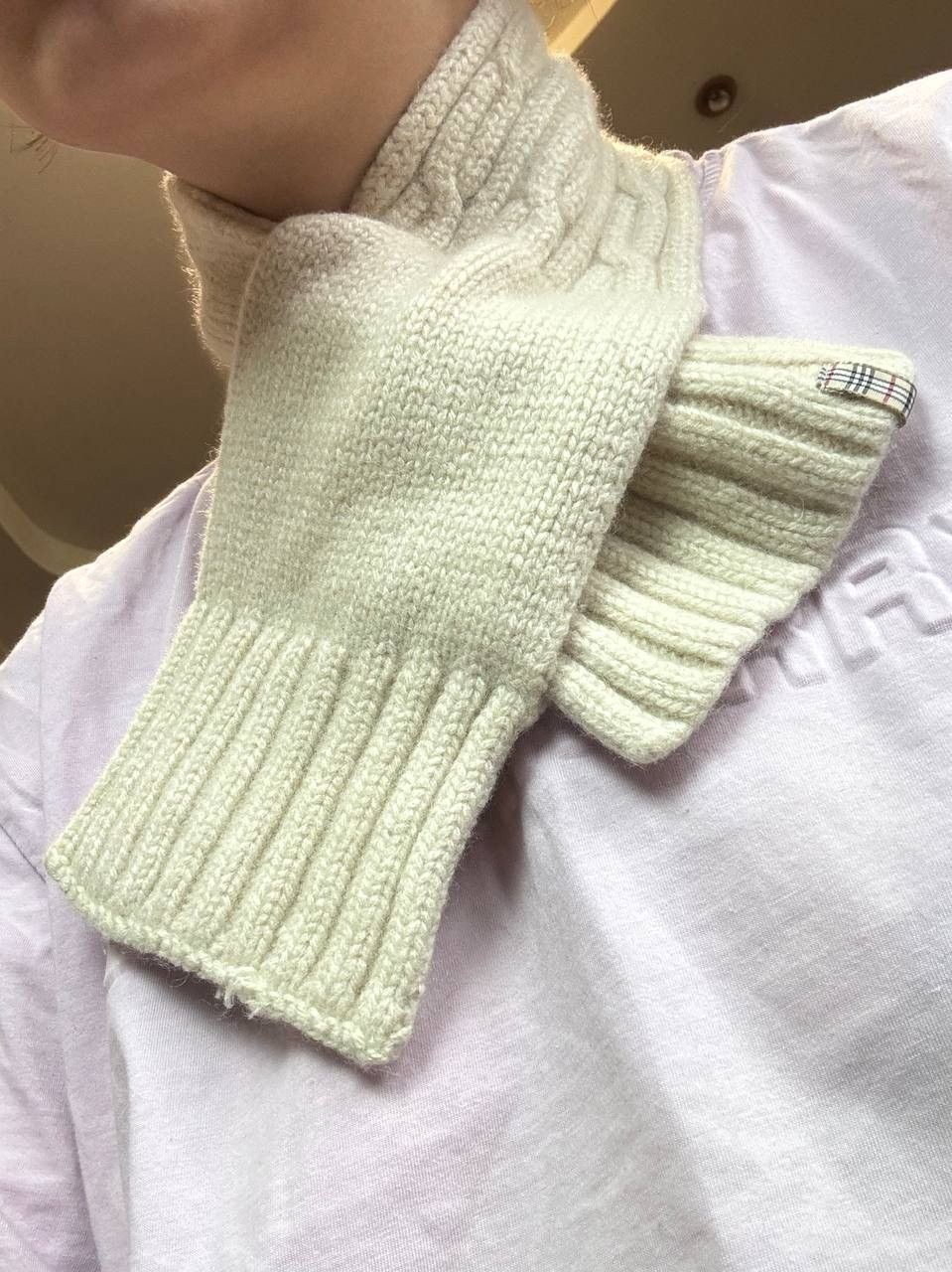 Burberry × Vintage Vintage y2K Burberry Wool Knitted Scarf Hand Size ONE SIZE - 7 Thumbnail