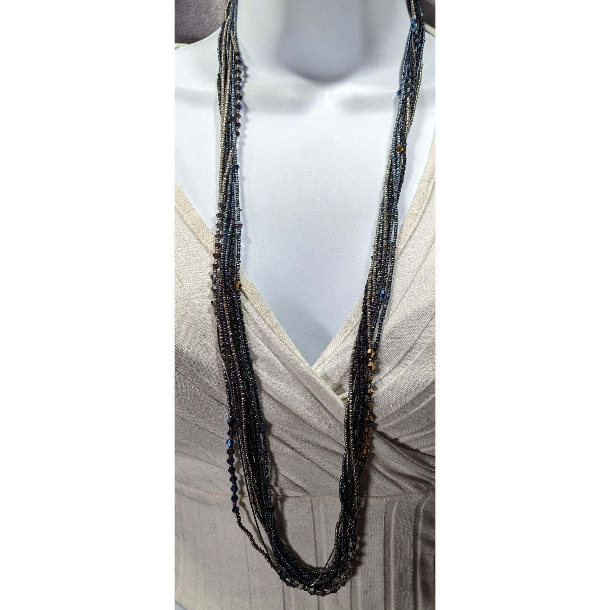 Other Gothic Black And Silver Tone Layered Glass Beaded Necklace Size ONE SIZE - 2 Thumbnail