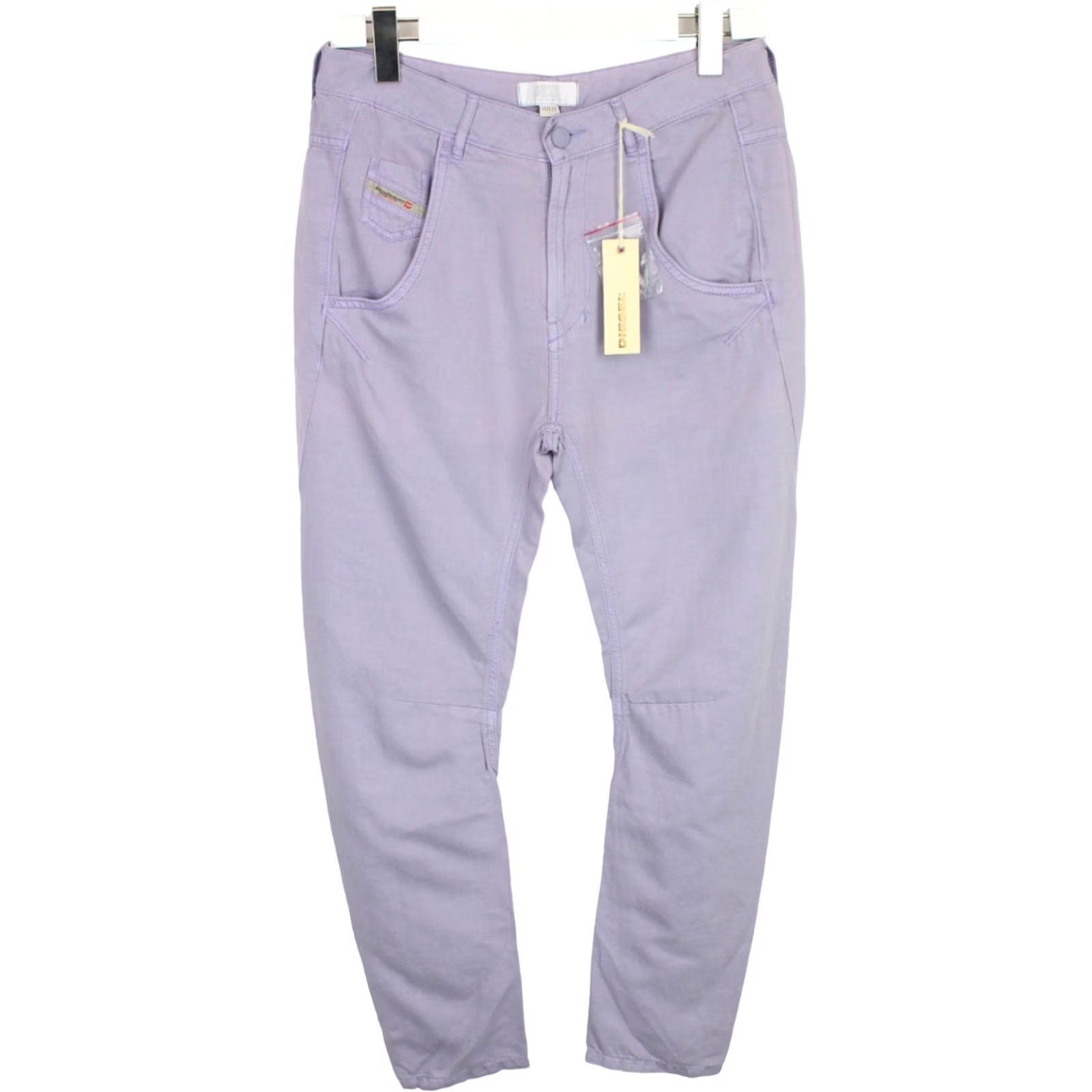 Diesel DIESEL Trousers Women's W27 Linen Blend Tapered Fit Zip Fly Purple Casual Trousers Size 27" / US 4 / IT 40 - 2 Thumbnail