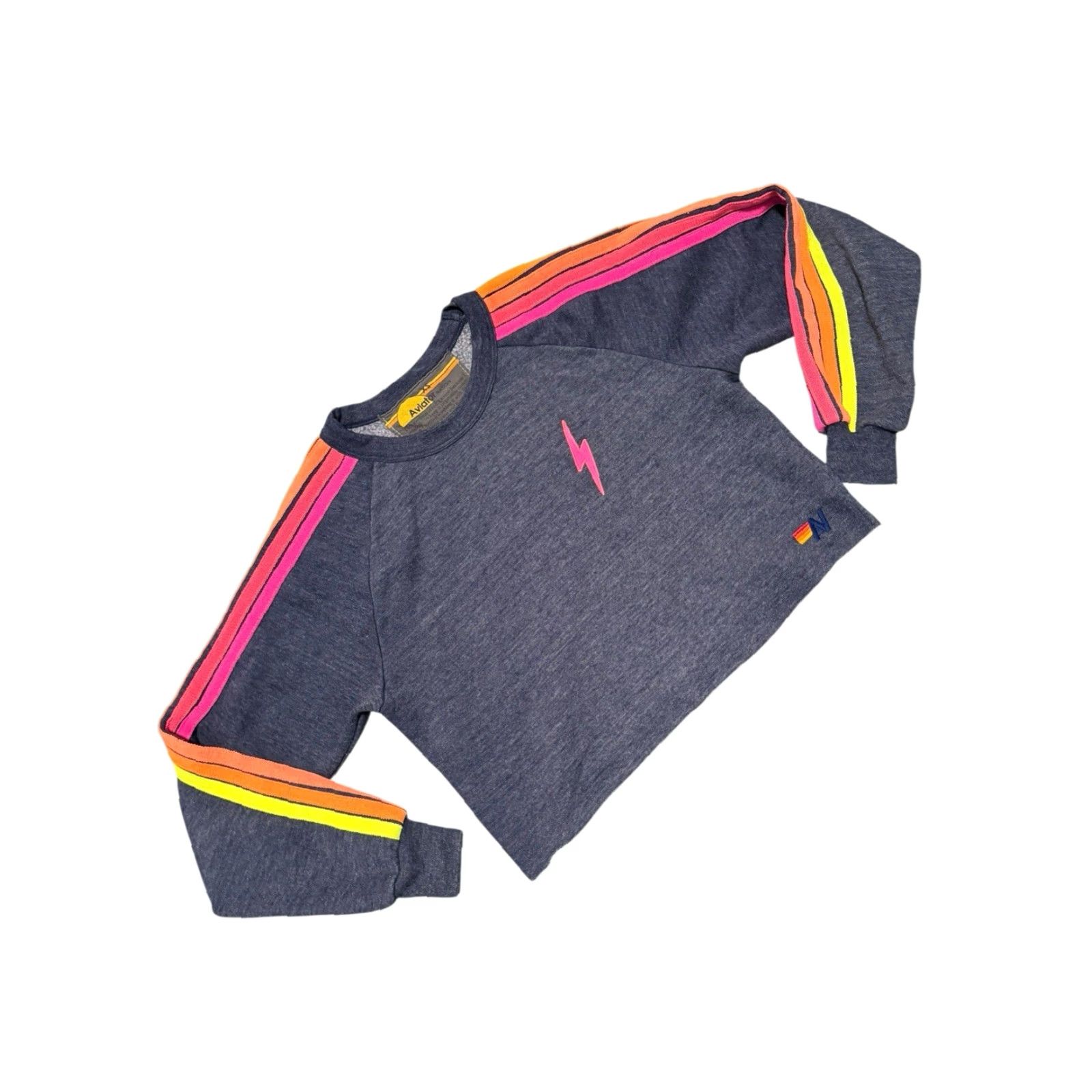 Aviator Nation AVIATOR NATION Bolt Cropped Classic Five Stripe Crewneck Sweatshirt XS Size XS / US 0-2 / IT 36-38 - 3 Thumbnail
