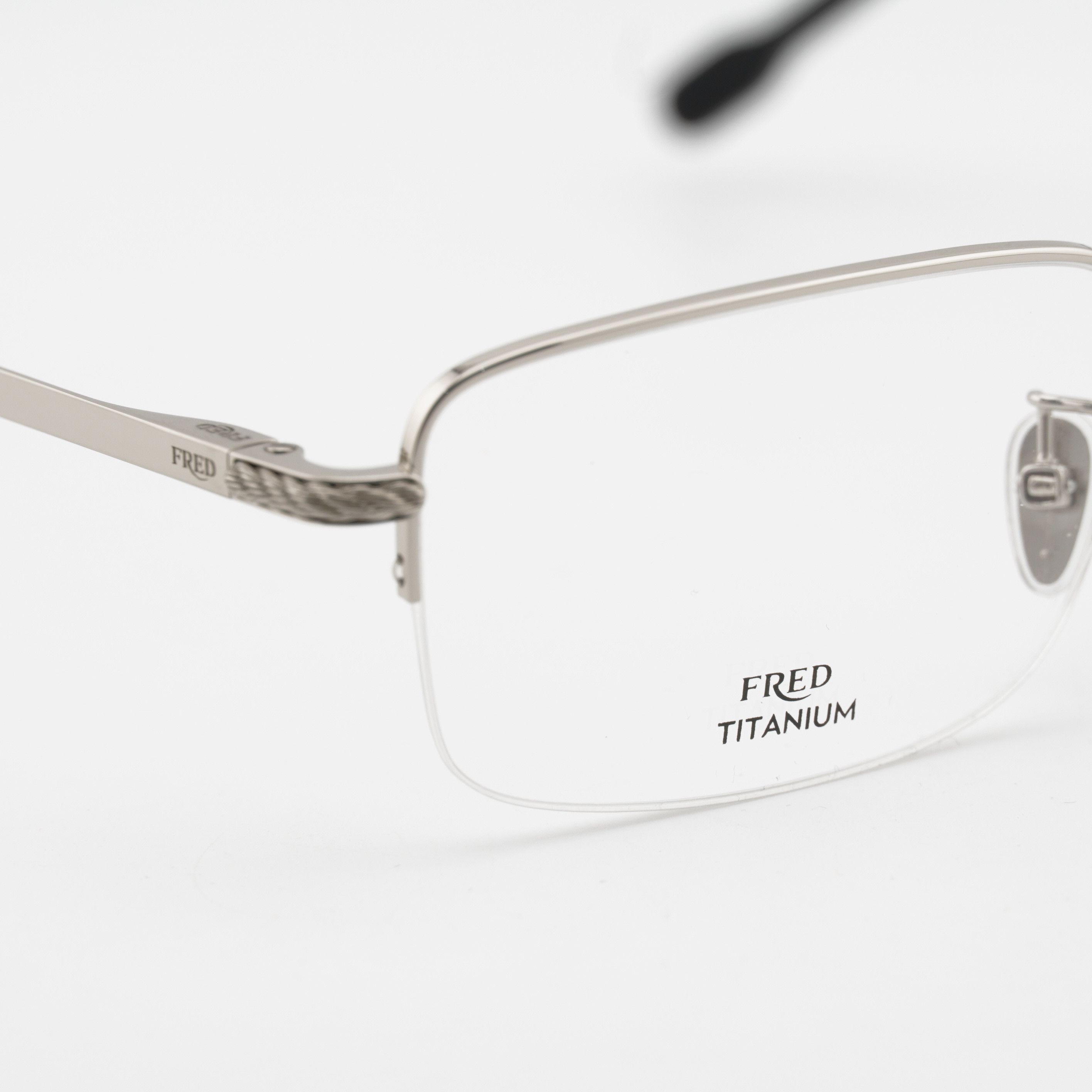 FRED Fred FG50024F 016 Eyeglasses Silver 56mm Rectangle Frame Size ONE SIZE - 7 Thumbnail