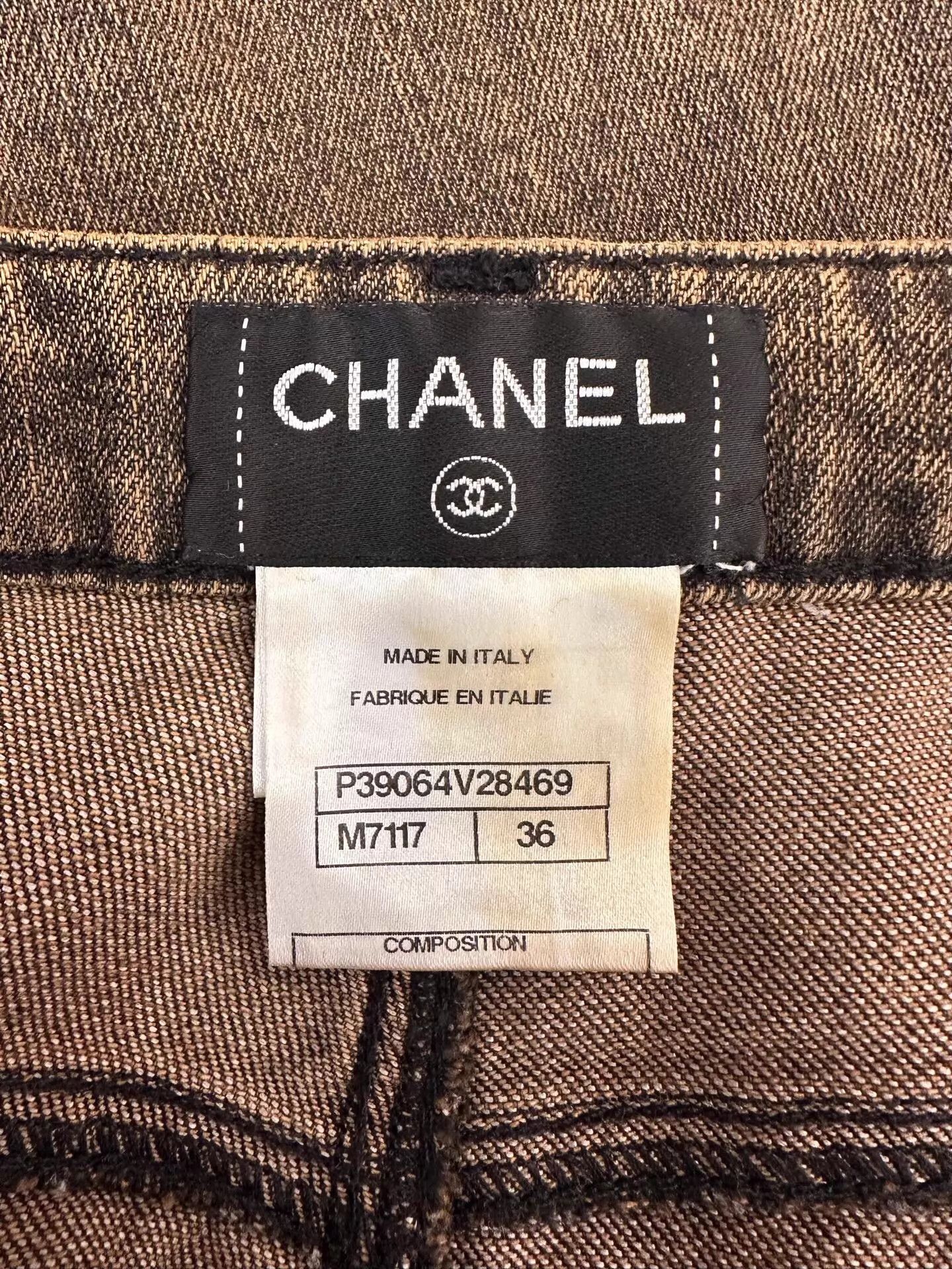Chanel Chanel Women's Brown Jeans 36 Silver CC Logo Size 26" / US 2 / IT 38 - 4 Thumbnail