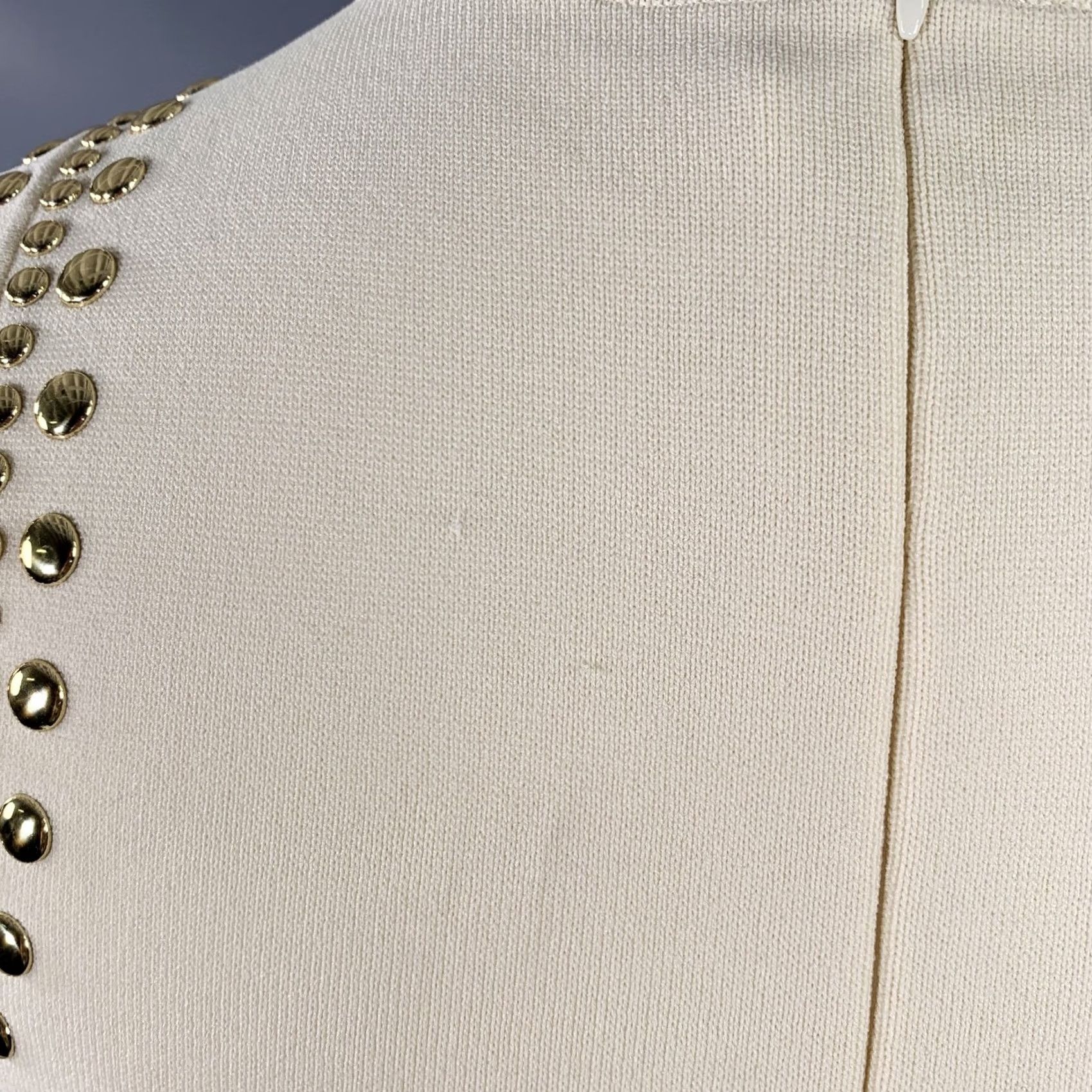 Vintage MICHAEL by MICHAEL KORS Dress Size L Cream Viscose Blend Studded Sleeveless Women Size L / US 10 / IT 46 - 5 Thumbnail