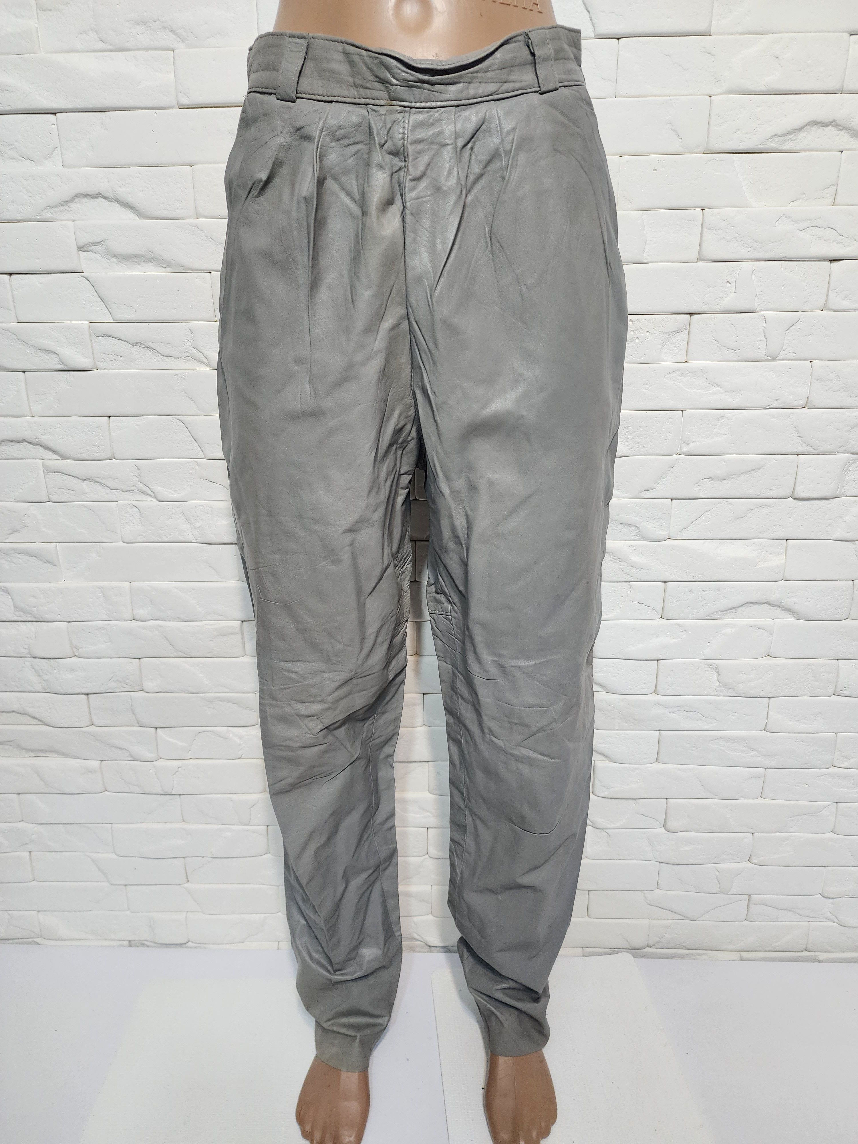 Genuine Leather Gray Women's Leather Pants. Size 27" / US 4 / IT 40 - 1 Thumbnail