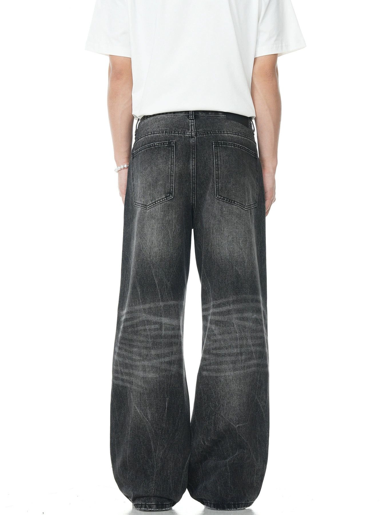 Vintage Black men's distressed casual loose flared jeans Size US 32 / EU 48 - 4 Thumbnail