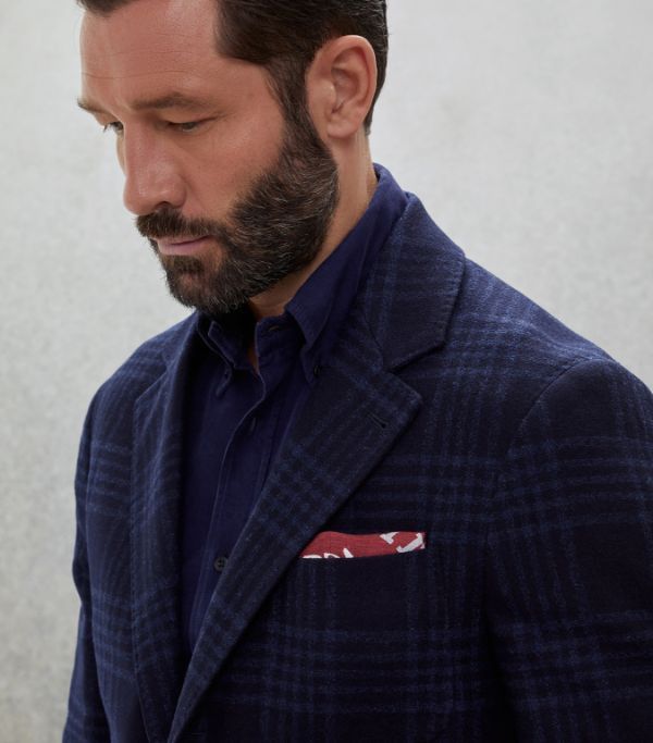 Brunello Cucinelli 0924 Woven Jacket Wool in Blue Size US L / EU 52-54 / 3 - 5 Thumbnail