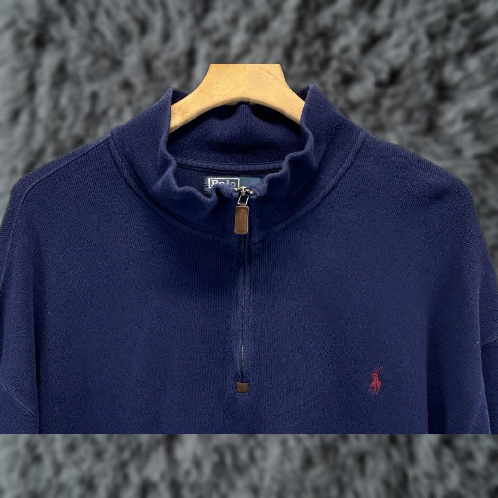Ralph Lauren VINTAGE Polo Ralph Lauren 1/4 Zip Sweater Big & Tall 4XB Navy Classic Mock Neck Pullover Men Size US XXL / EU 58 / 5 - 1 Thumbnail