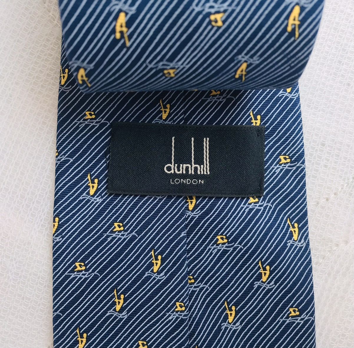 Alfred Dunhill Dunhill Blue Yellow Geometric TIE Blue 100% SILK NECKTIE Size ONE SIZE - 2 Thumbnail