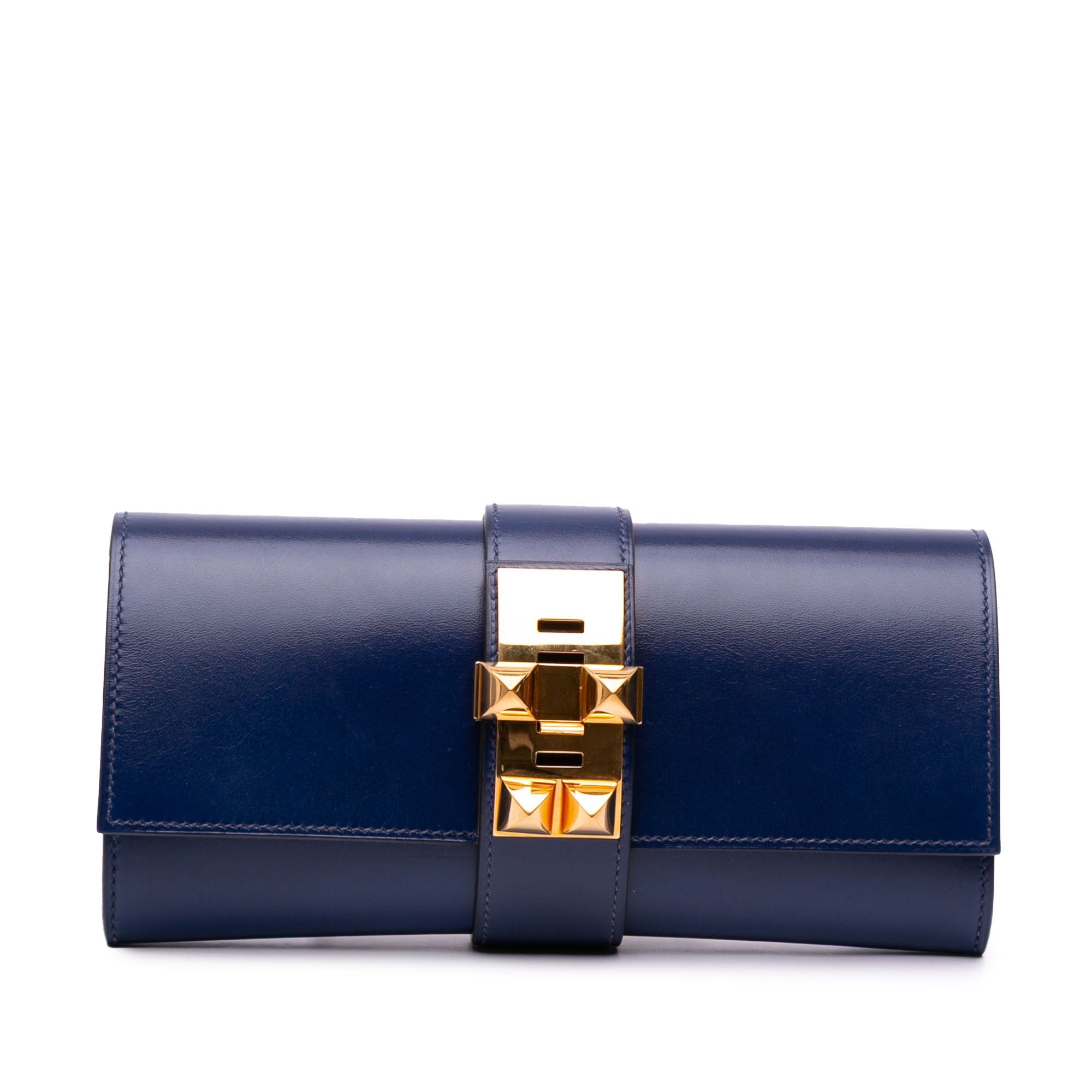 Hermes Hermès Tadelakt Medor Clutch 23 Blue Size ONE SIZE - 1 Thumbnail