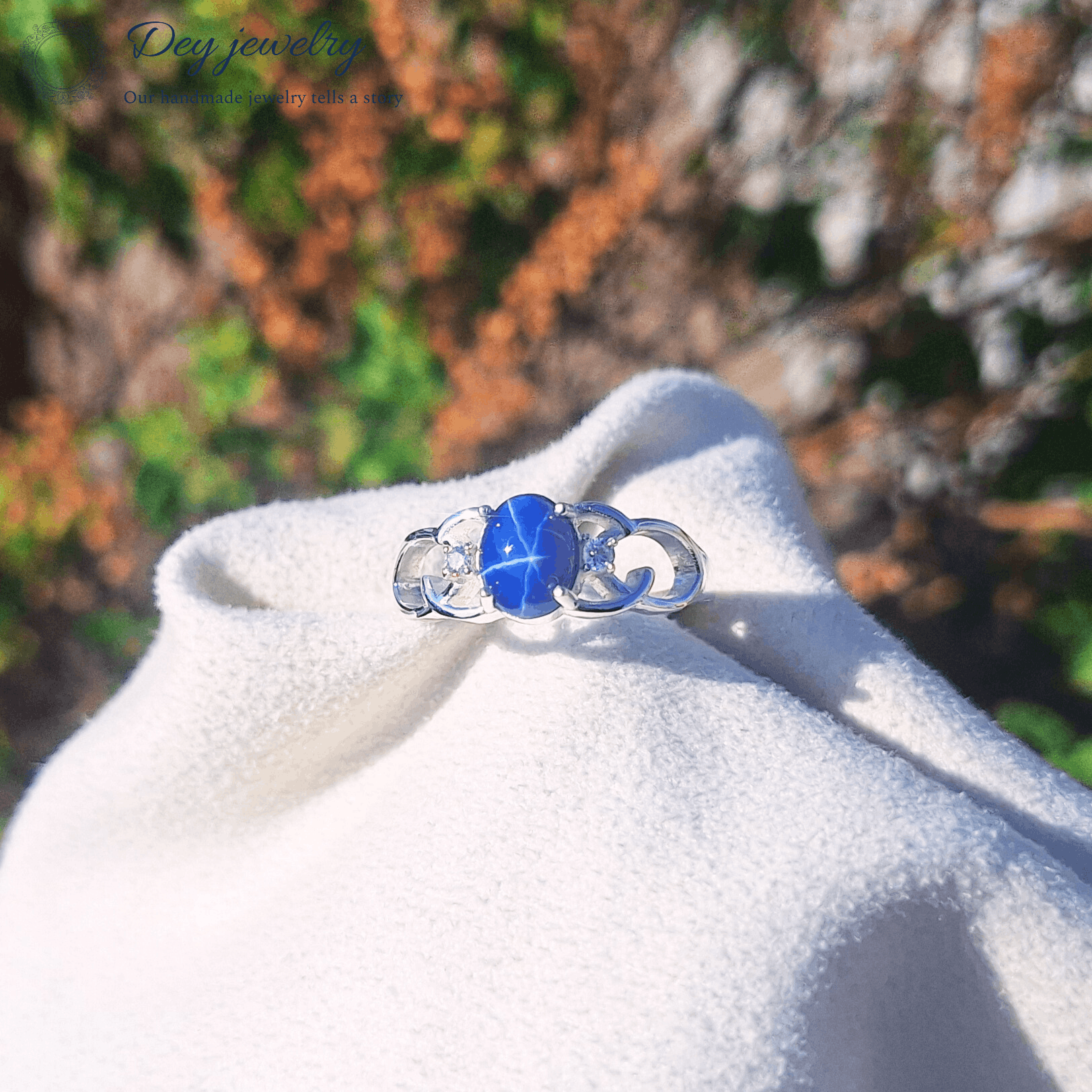 Other Star Blue Sapphire Ring 925 Sterling Silver For Anniversary Size ONE SIZE - 1 Thumbnail