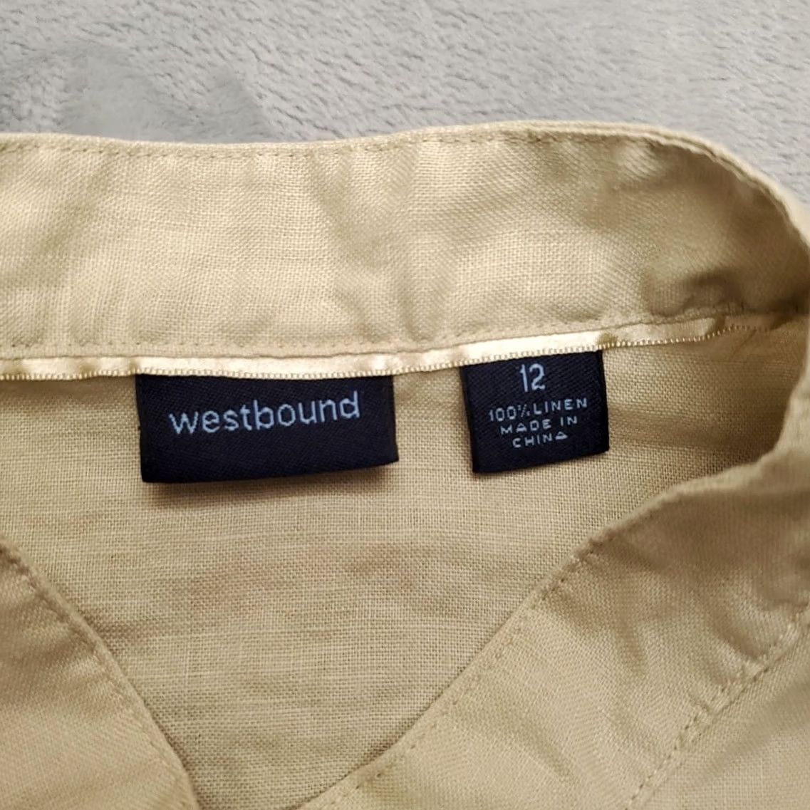 Vintage VINTAGE Westbound Shirt Womens 12 Beige 100% Linen Button-Up Collared 3/4 Sleeve Casual Top Size XL / US 12-14 / IT 48-50 - 4 Thumbnail