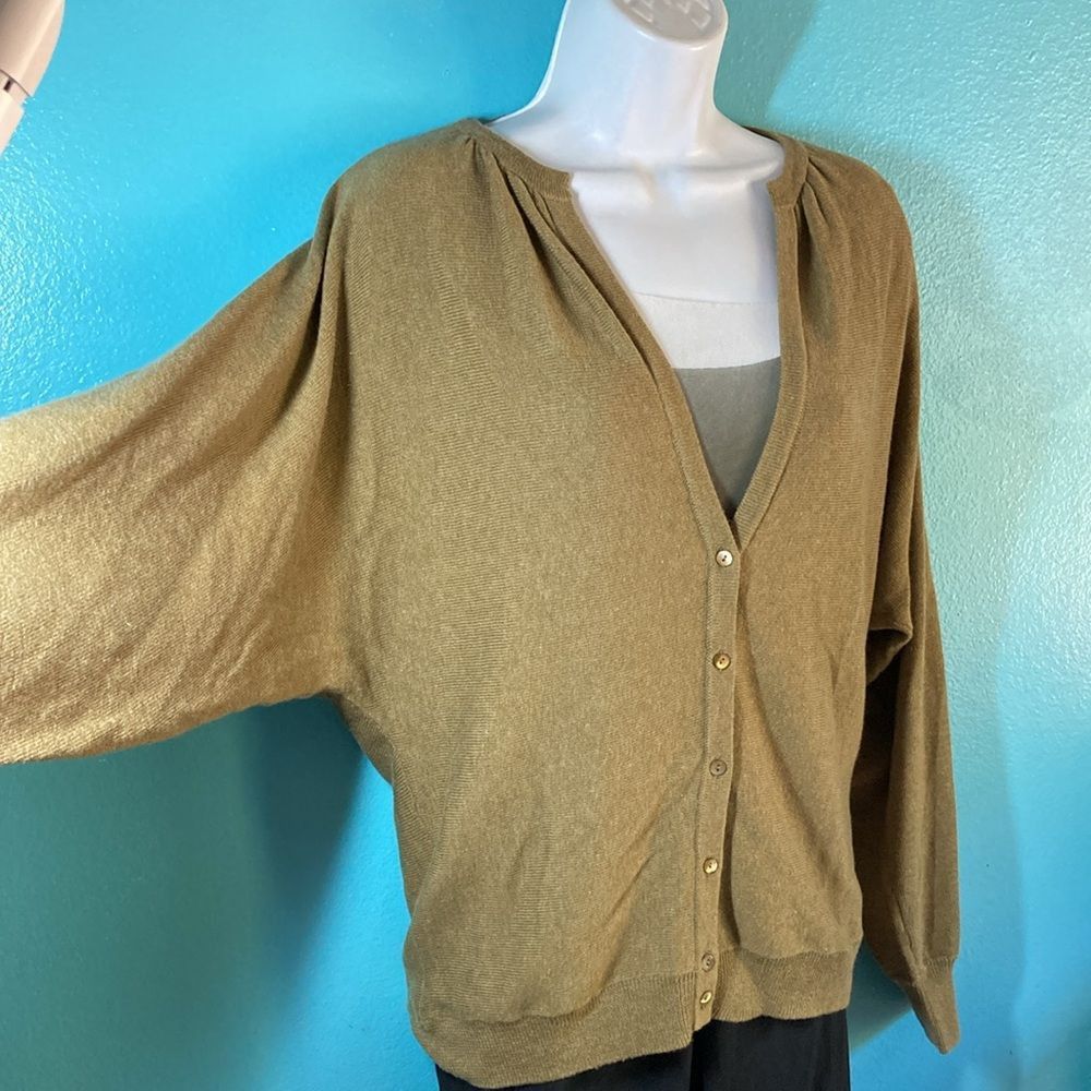 Magaschoni Magaschoni Size M Dolman Sleeve V-Neck Olive Knit Cardigan O Size M / US 6-8 / IT 42-44 - 5 Thumbnail
