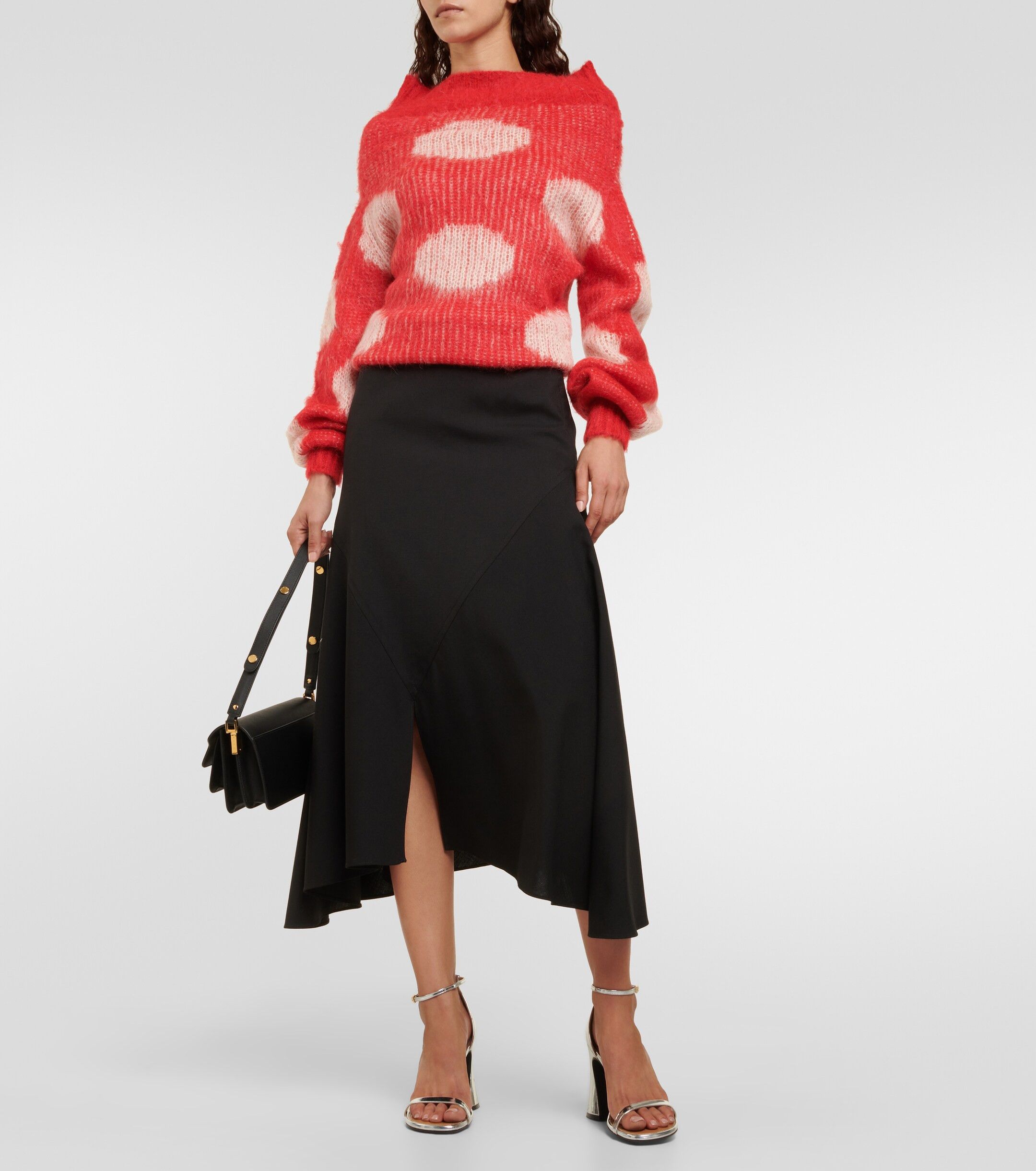 Marni o1w1db10824 Polka Dots Wool-blend Sweater in Red White Size L / US 10 / IT 46 - 2 Thumbnail