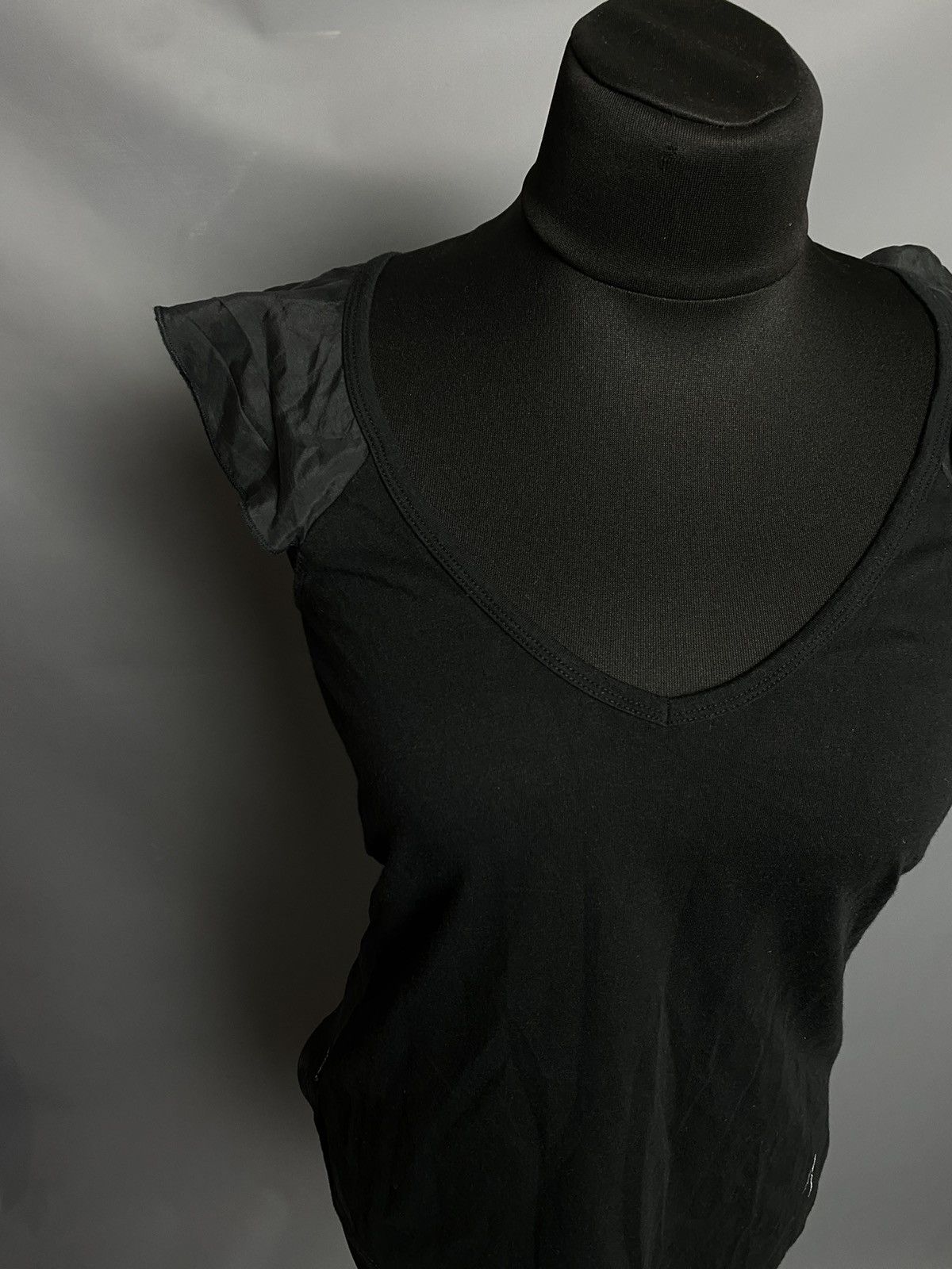 Armani Armani Jeans Black Mixed-Fabric Top XS Modal Front Silk Back Size XS / US 0-2 / IT 36-38 - 4 Thumbnail