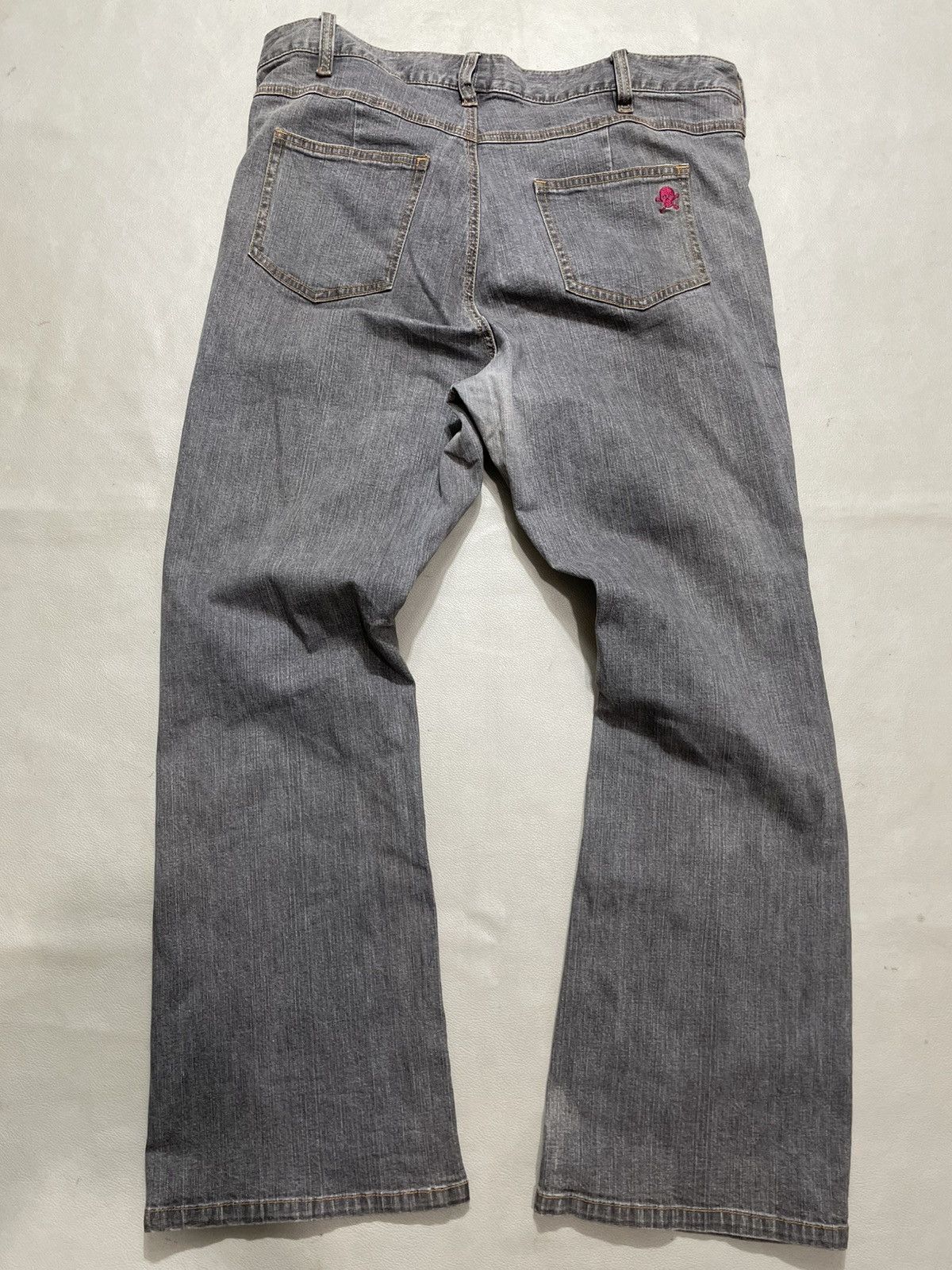 If Six Was Nine Japanese Punk Poem Flare Jeans Bootcut Washed Size US 35 - 4 Thumbnail