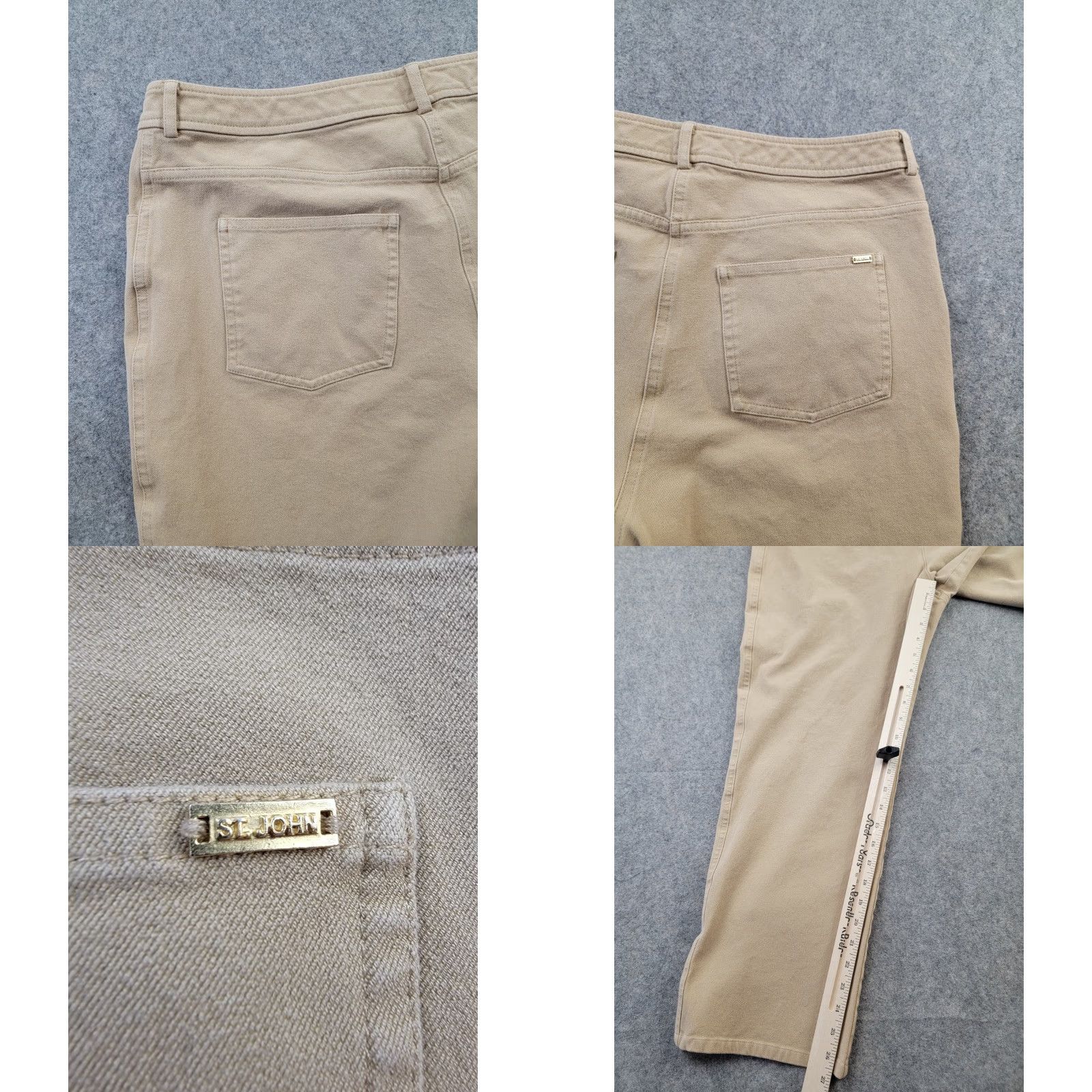 St. John St. John Sport Pants Womens 12 Beige Straight Leg Classic Stretch Size 34" / US 12 / IT 48 - 8 Thumbnail