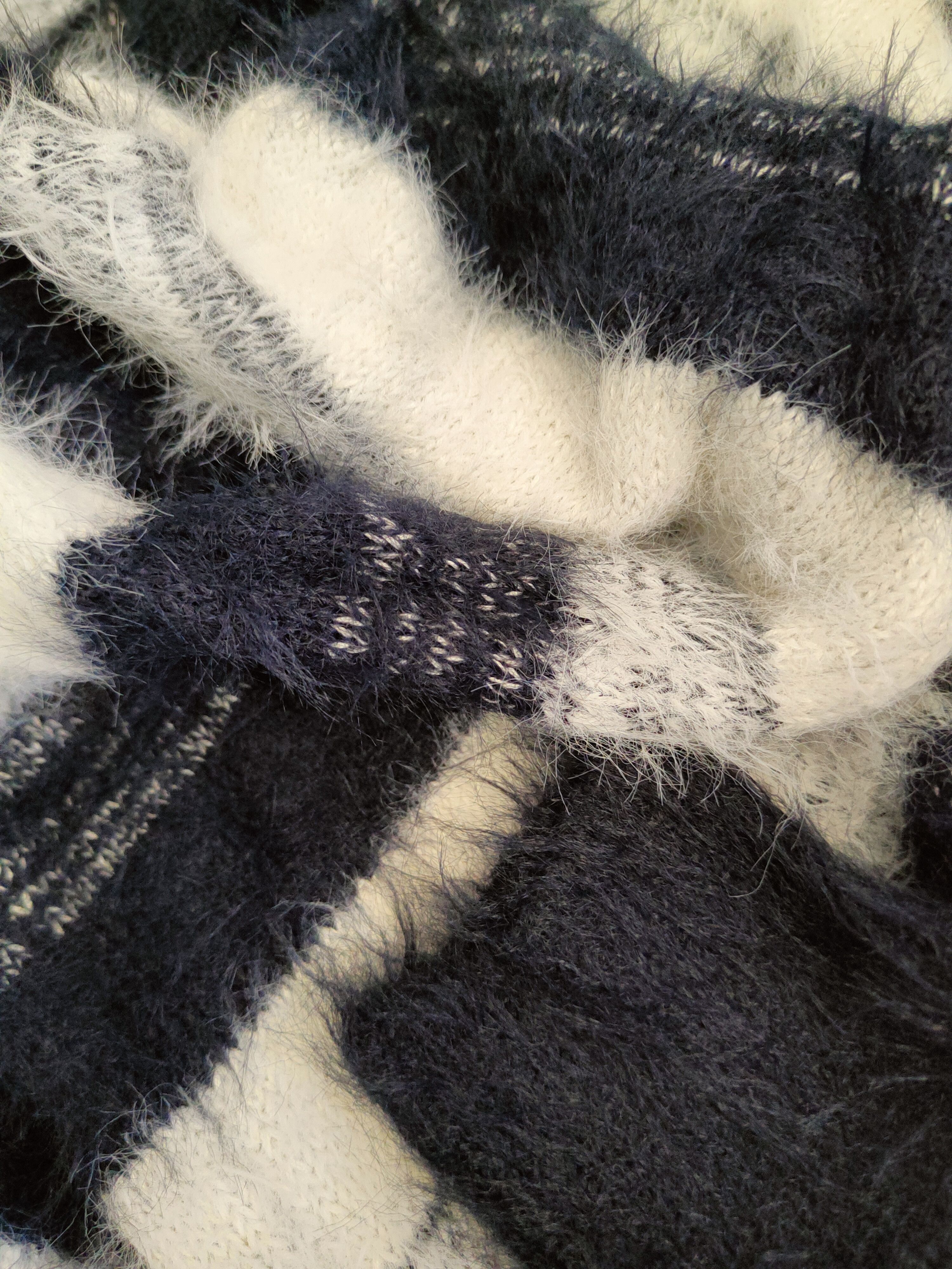 Japanese Brand DL Cecil McBee Navy White Fur Mohair Knitwear #46-497 Size M / US 6-8 / IT 42-44 - 10 Thumbnail