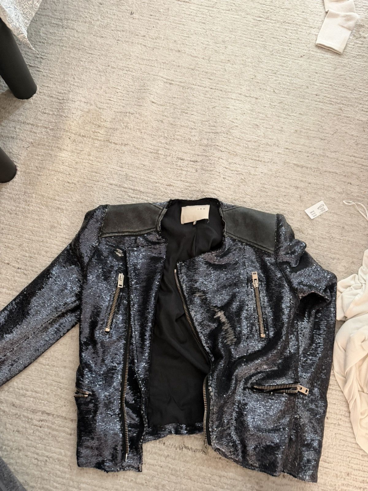 Iro Black/Navy Blue Sequin Jacket Iro Size XS / US 0-2 / IT 36-38 - 1 Thumbnail