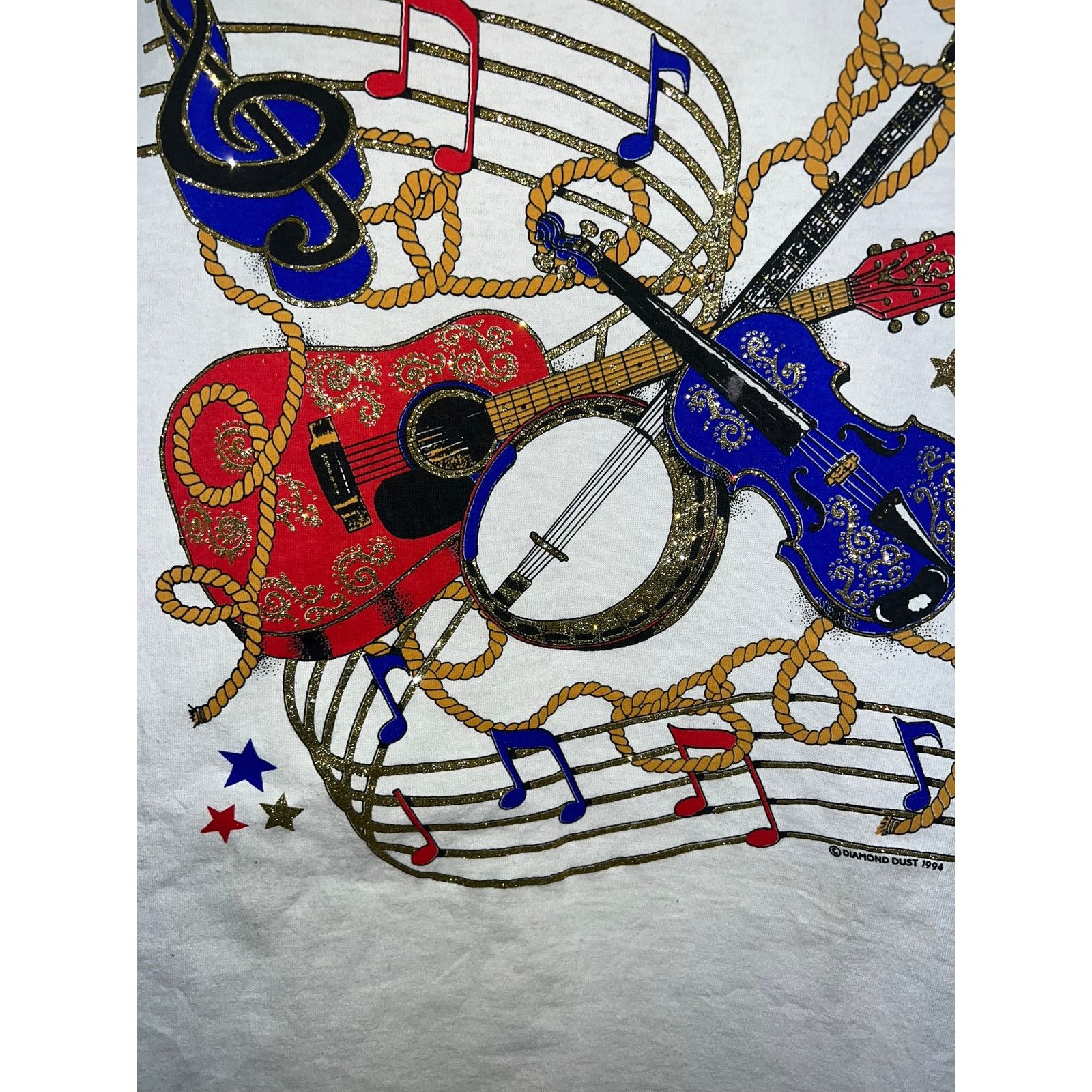 Vintage Vintage Diamond Dust Shirt Guitar Musical Notes Music Tee 2X Size US XXL / EU 58 / 5 - 6 Thumbnail