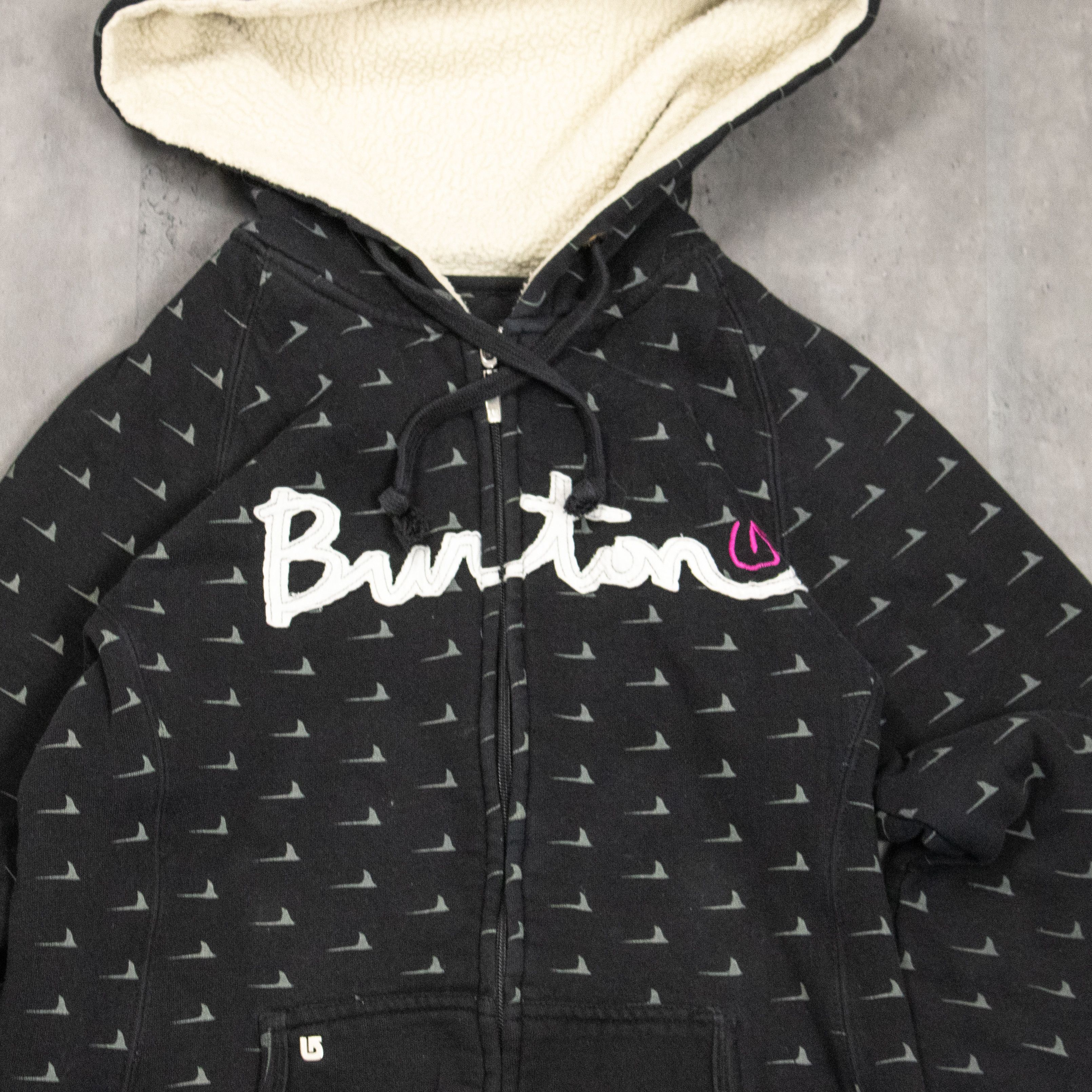 Burton Y2K 2000's 00's Burton AOP Black Sherpa Line Black Hoodie Size US XS / EU 42 / 0 - 5 Thumbnail