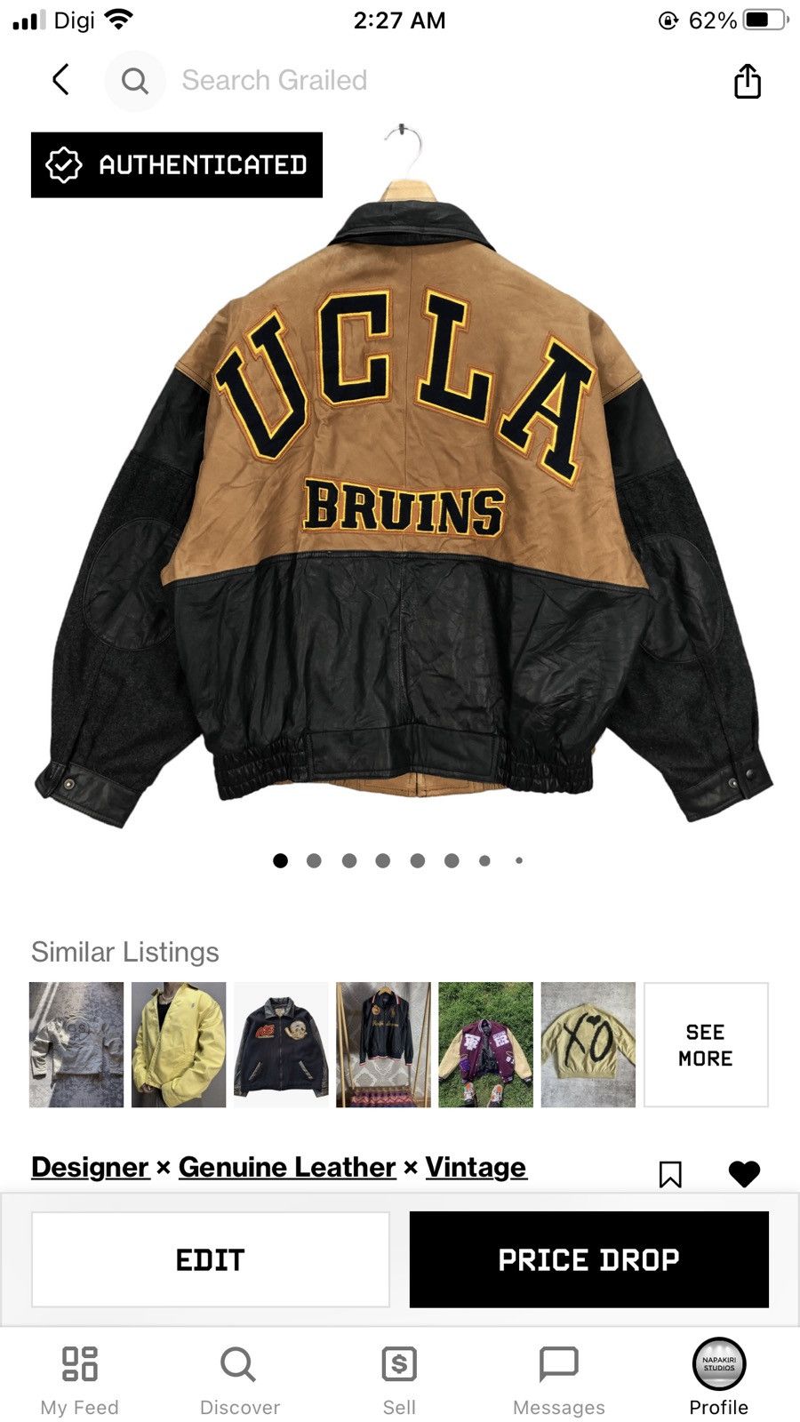 Japanese Brand J ELKINS BY ALAMO UOMO UCLA BRUINS WOOL LEATHER JACKET #6343 Size US XL / EU 56 / 4 - 17 Thumbnail
