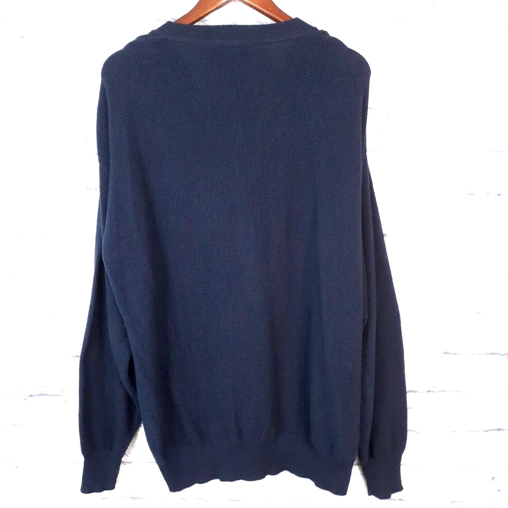 Vintage VINTAGE Andrew Rohan Baseball Knit Sweater Mens XL Blue Cotton Pullover Long Sleeve V-Neck Size US XL / EU 56 / 4 - 3 Thumbnail