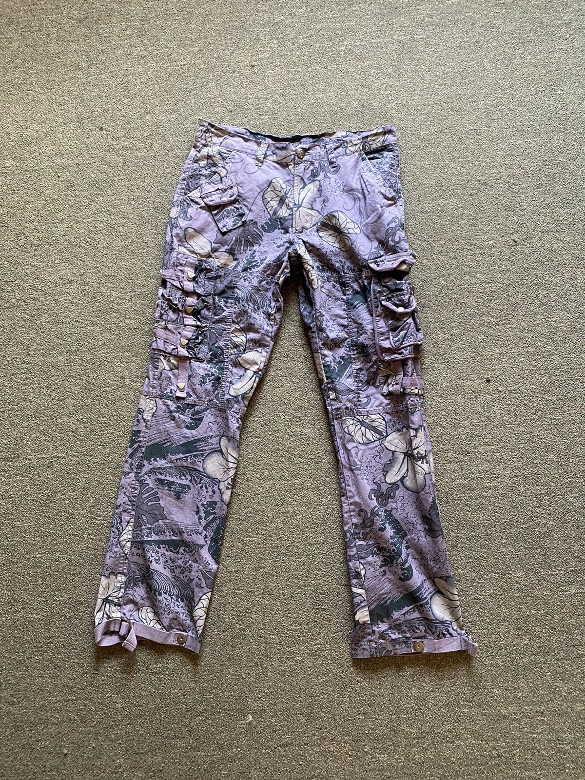 Request Jeans × Vintage Y2K Request Hawaiian Print Cargo Pants Size US 34 / EU 50 - 1 Thumbnail