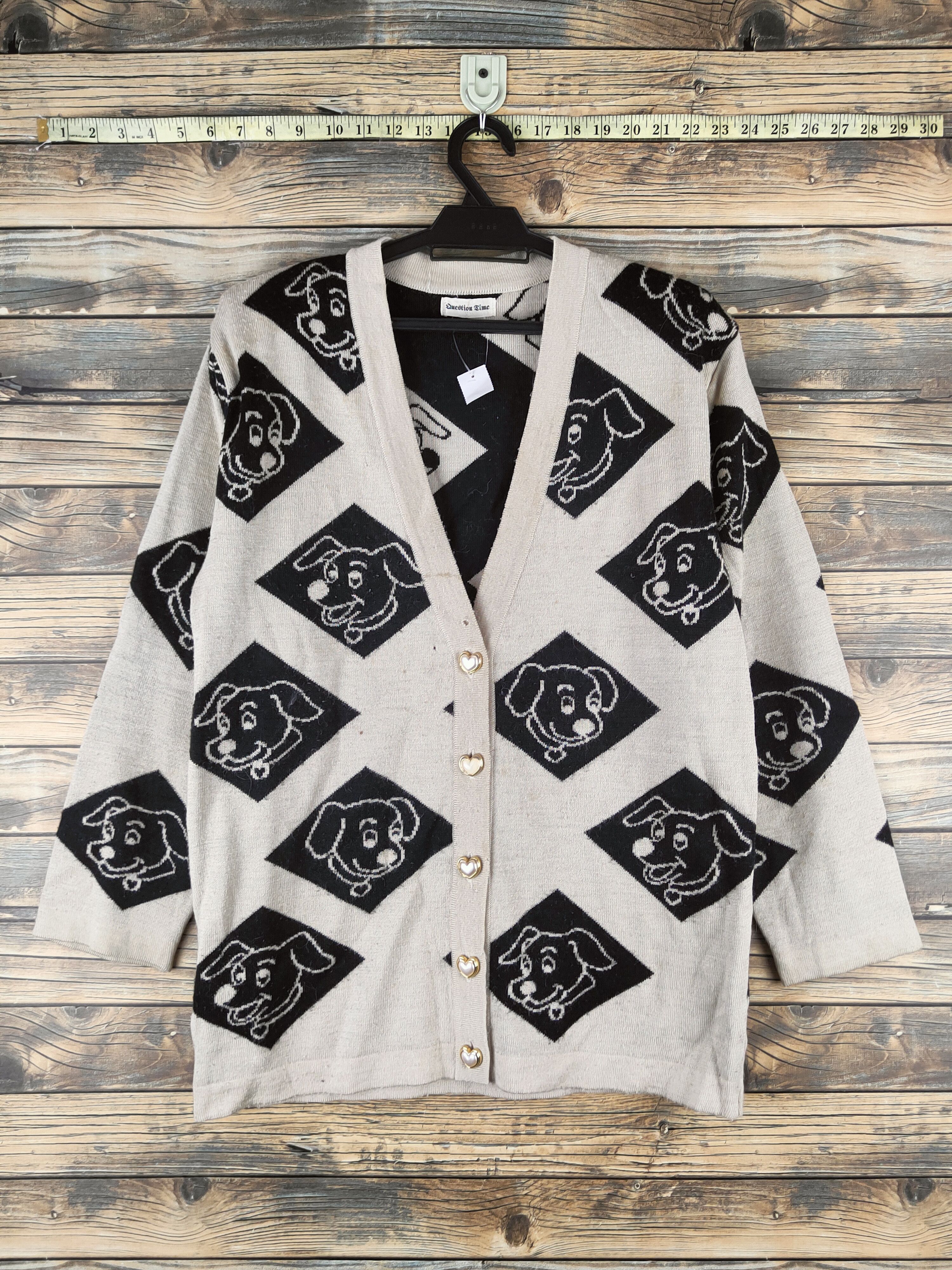Japanese Brand DL Question Time Beige Black Knitwear Cardigans #46-563 Size US M / EU 48-50 / 2 - 1 Thumbnail