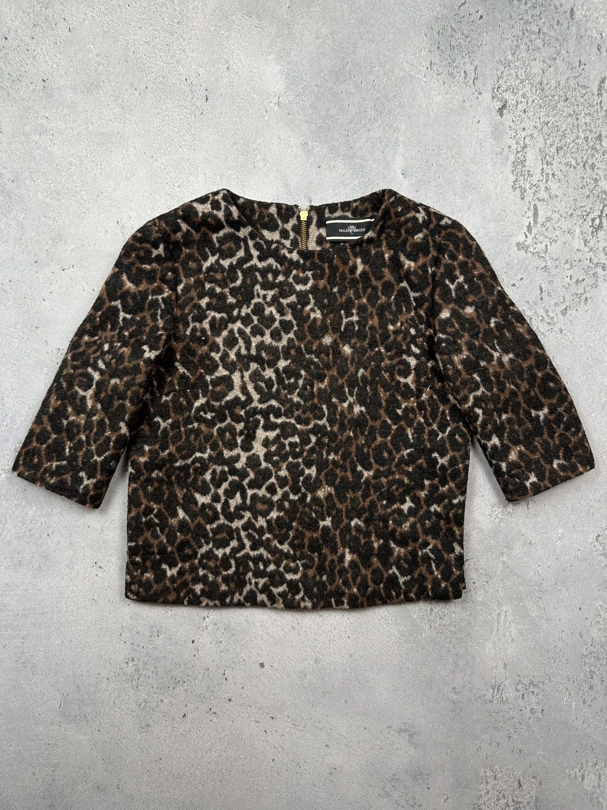 By Malene Birger Vintage By Malene Birger Leopard Wool Blend Cropped Top Zip Size S / US 4 / IT 40 - 14 Thumbnail