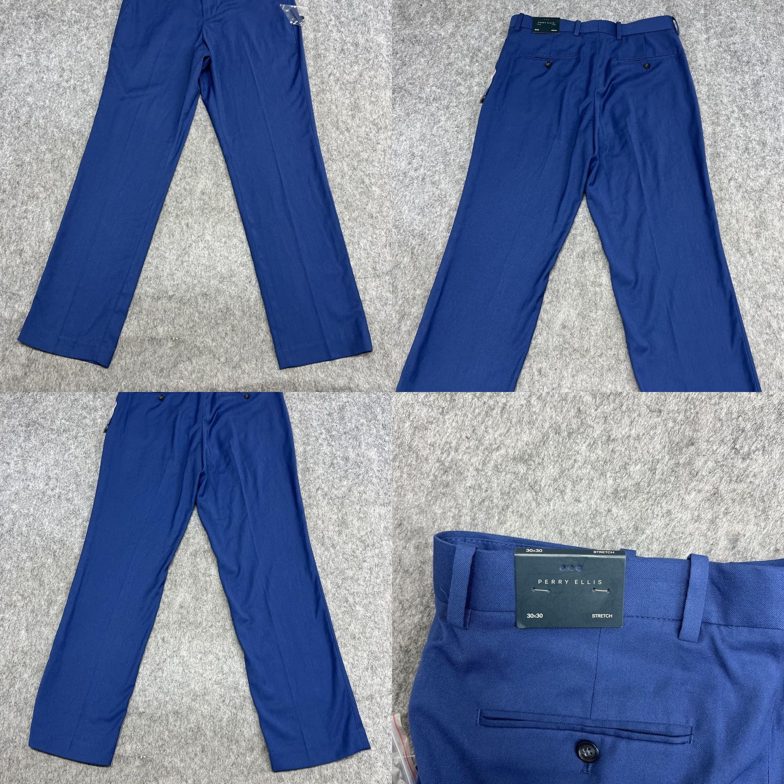 Perry Ellis Perry Ellis Dress Pants Mens 30x30 Blue Stretch Flat Front Straight Leg Workwear Office Trousers Size US 30 / EU 46 - 8 Thumbnail