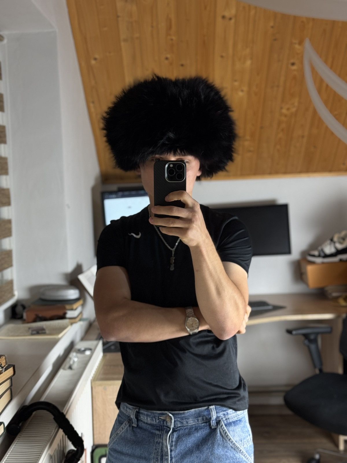 Prada Prada FW03 Asiatic Raccoon Real Fur Trapper Ushanka Hat Cap Size ONE SIZE - 4 Thumbnail
