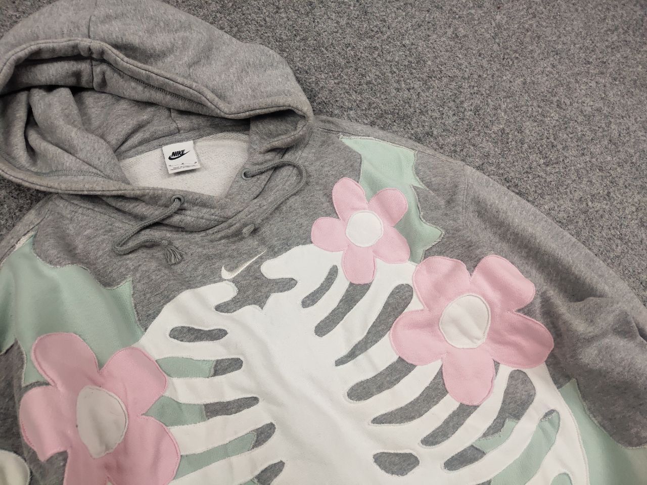 Nike Vintage Nike Skeleton Embroidered Logo Grey Oversized Hoodie Size M / US 6-8 / IT 42-44 - 5 Thumbnail