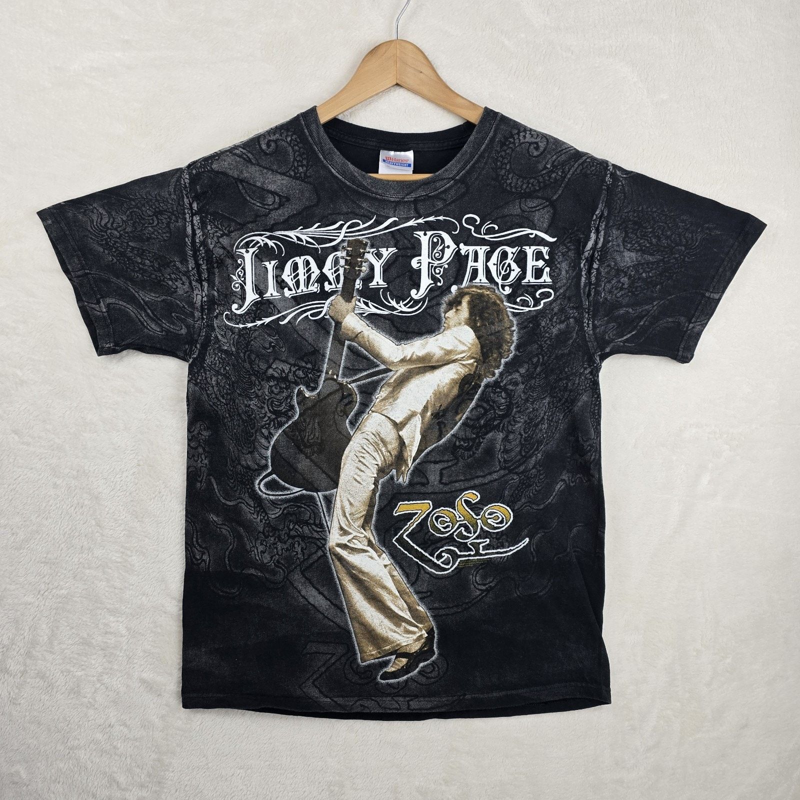 Hanes Vintage Jimmy Page Zoso Shirt Large Y2K AOP Led Zeppelin Size US L / EU 52-54 / 3 - 2 Thumbnail