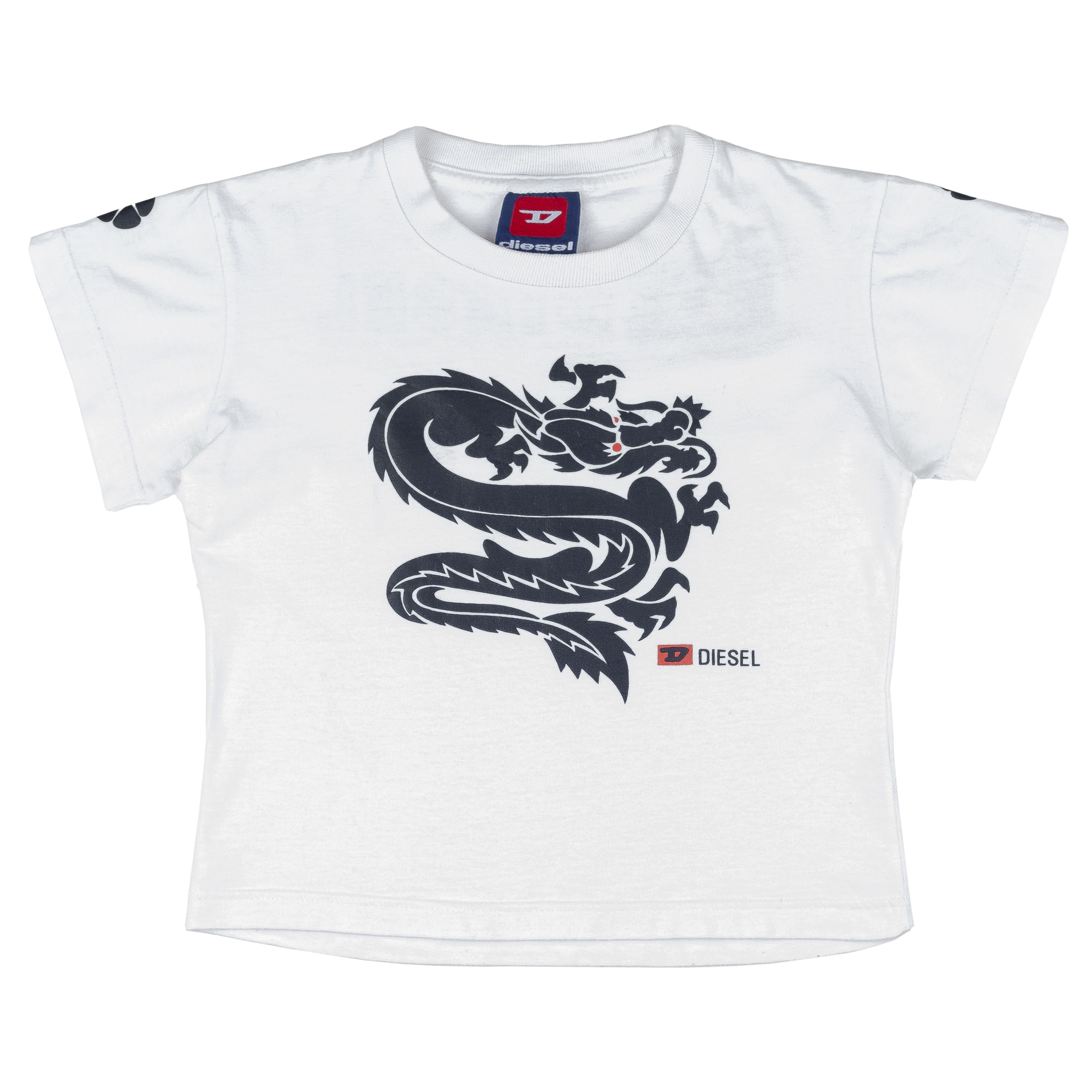 Image of Diesel Dragon Cropped T-Shirt in White, Women's (Size Small)