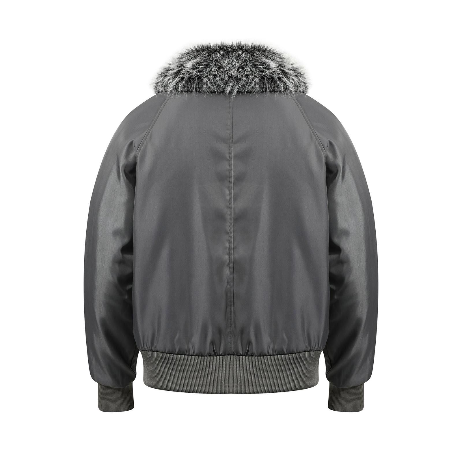 Japanese Brand Gray Fur Collar Bomber Jacket, Insulated Men's Outerwear Size US M / EU 48-50 / 2 - 2 Thumbnail