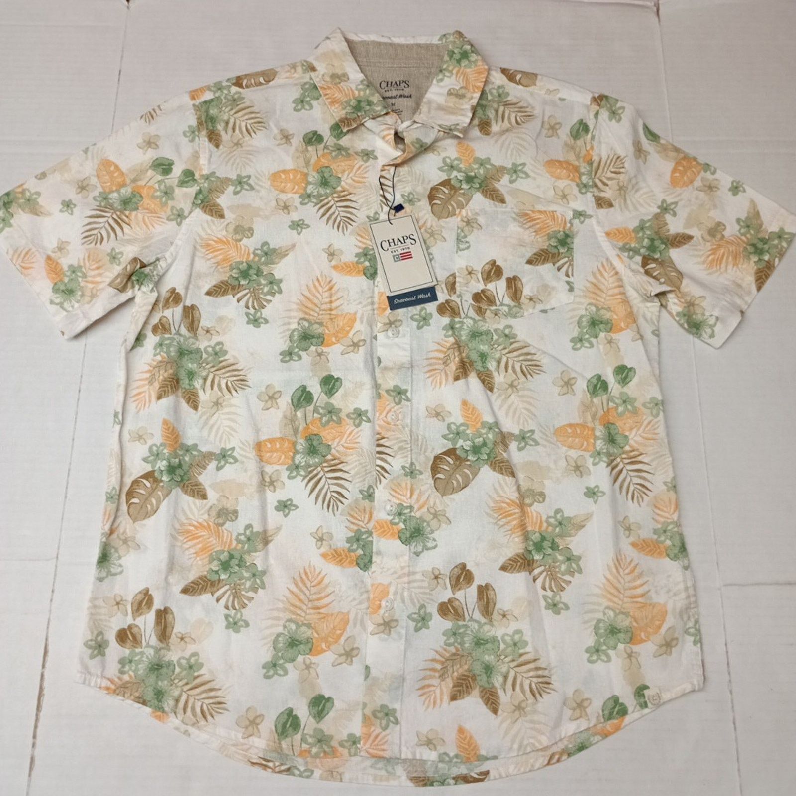 Chaps Chaps Seacoast Wash Linen Woven Shirt Men's M Pale Khaki Size US M / EU 48-50 / 2 - 1 Thumbnail
