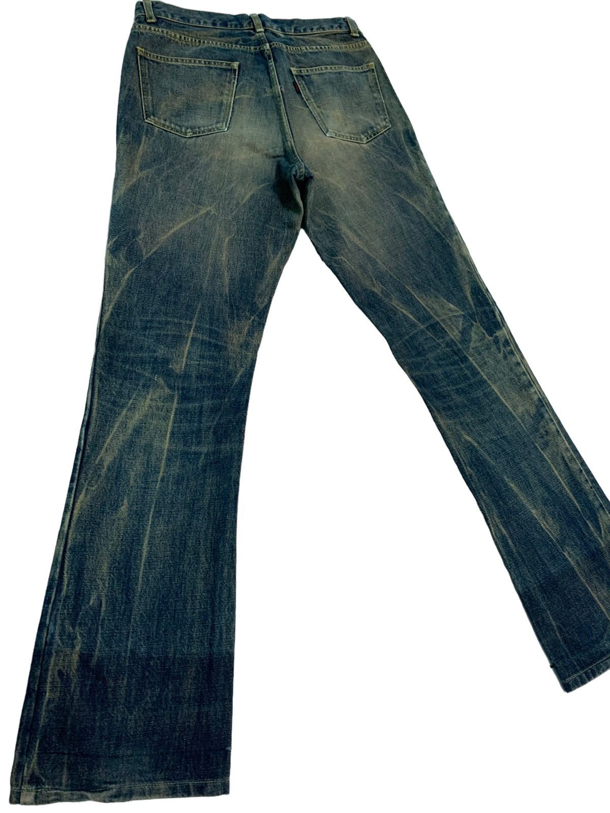 Japanese Brand 🔥Flare Dirty Distressed Four Bars Denim Jeans Size US 30 / EU 46 - 2 Thumbnail