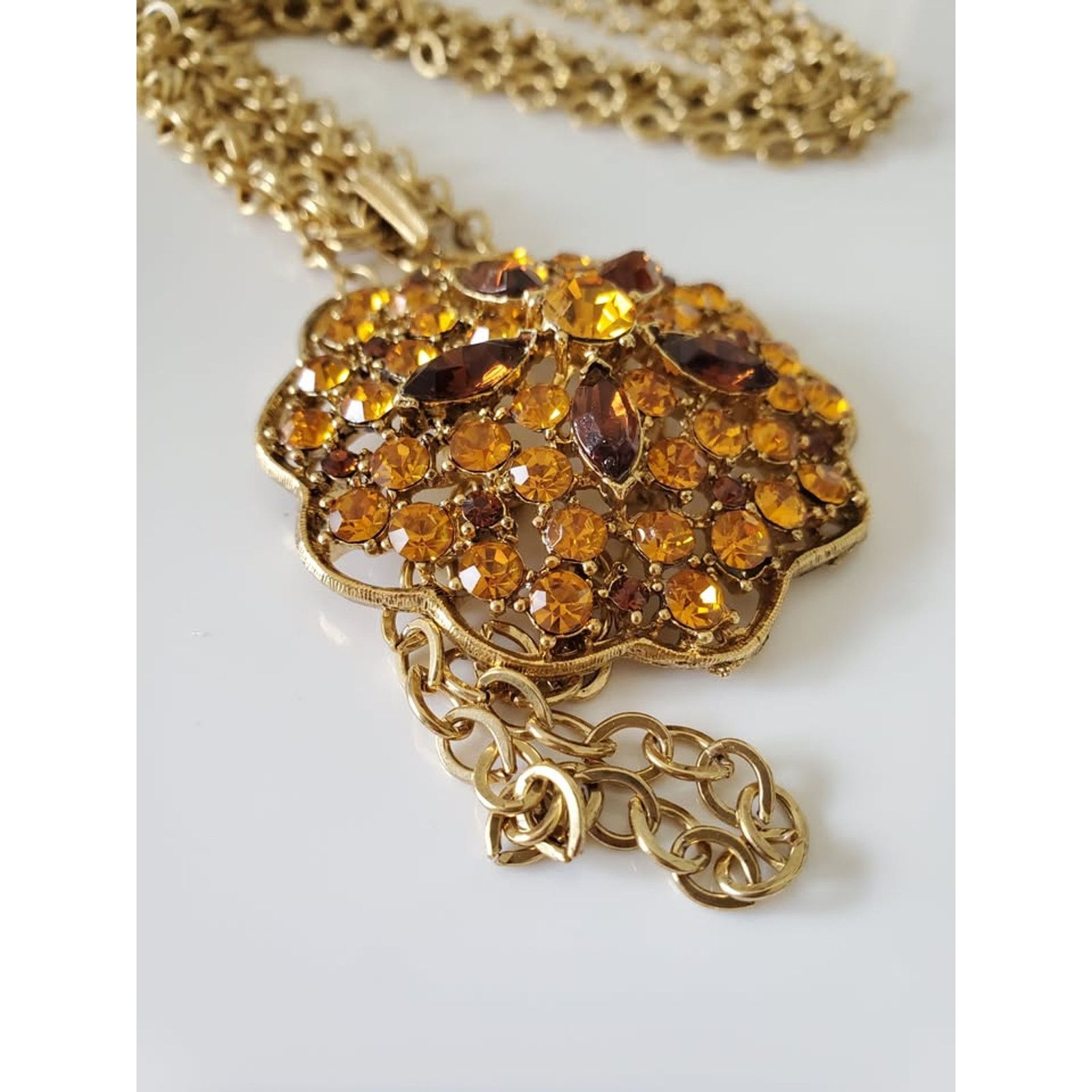 Other Vintage Orange and Amber Rhinestone Double Strand Necklace Size ONE SIZE - 3 Thumbnail