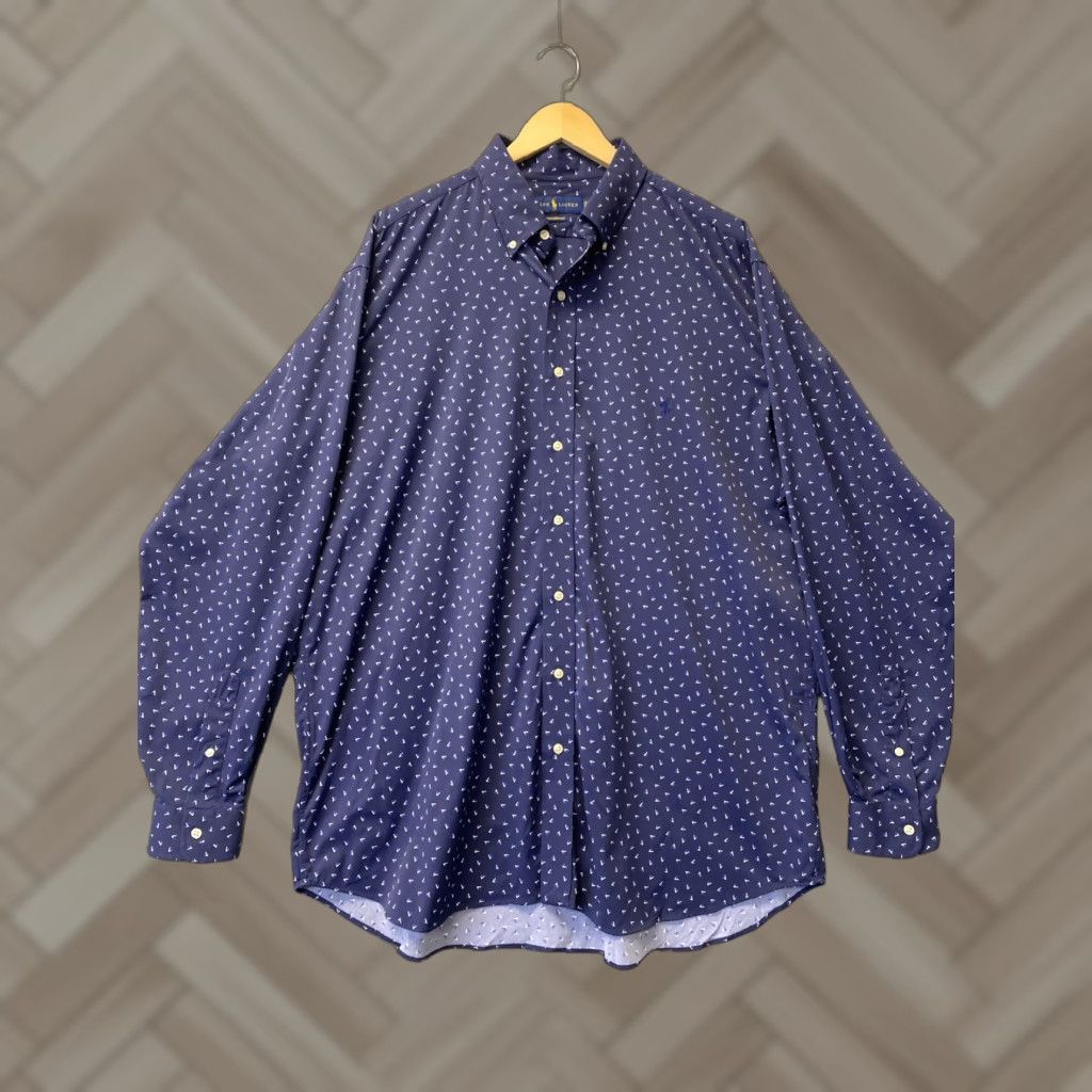 Ralph Lauren Ralph Lauren Golf Blue Performance Polo Shirt Mens XLT Button Down Collar Long Sleeve Size US XL / EU 56 / 4 - 1 Thumbnail