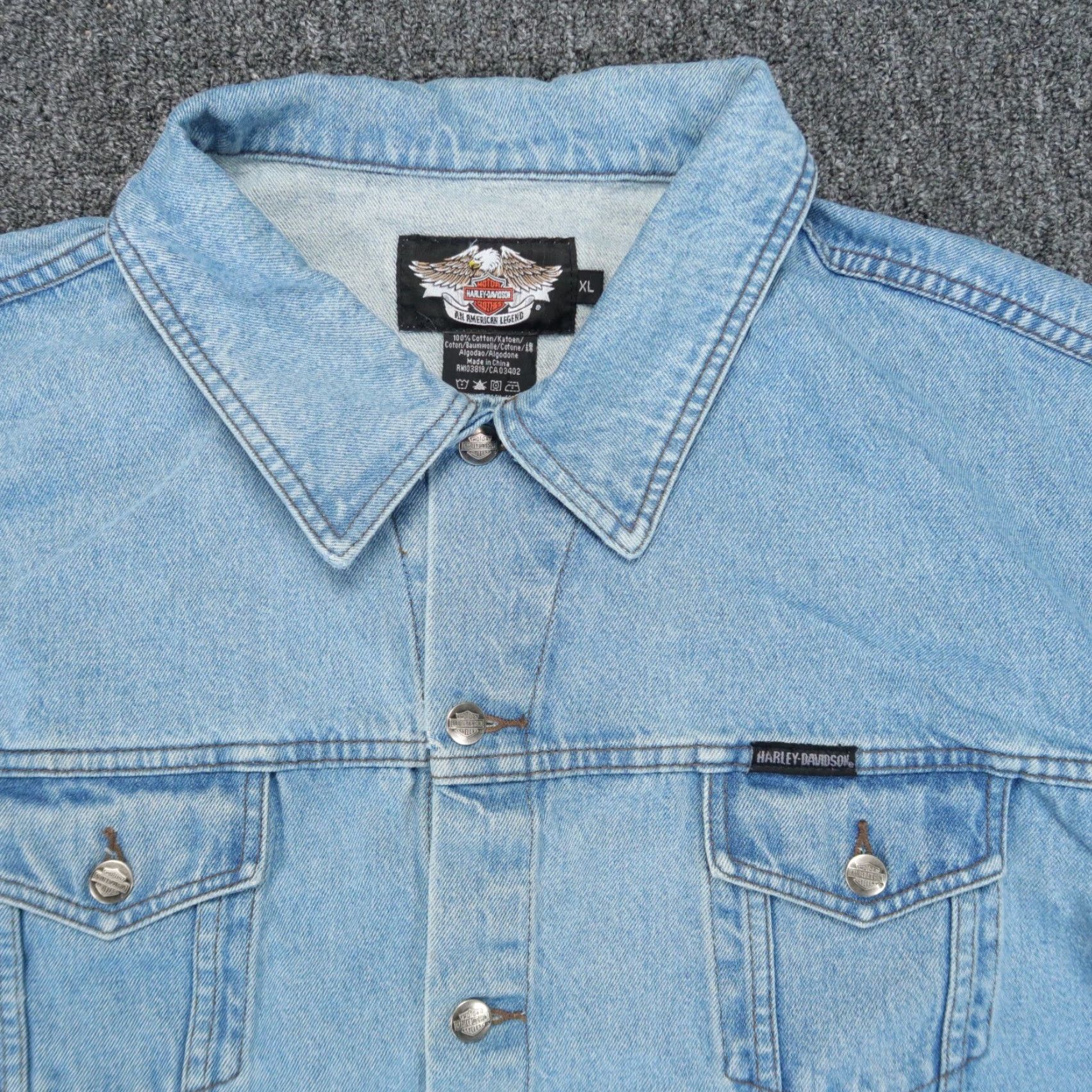 Harley Davidson Harley-Davidson Jacket Mens XL Blue Denim Trucker Bar Shield Motorcycle Size US XL / EU 56 / 4 - 3 Thumbnail