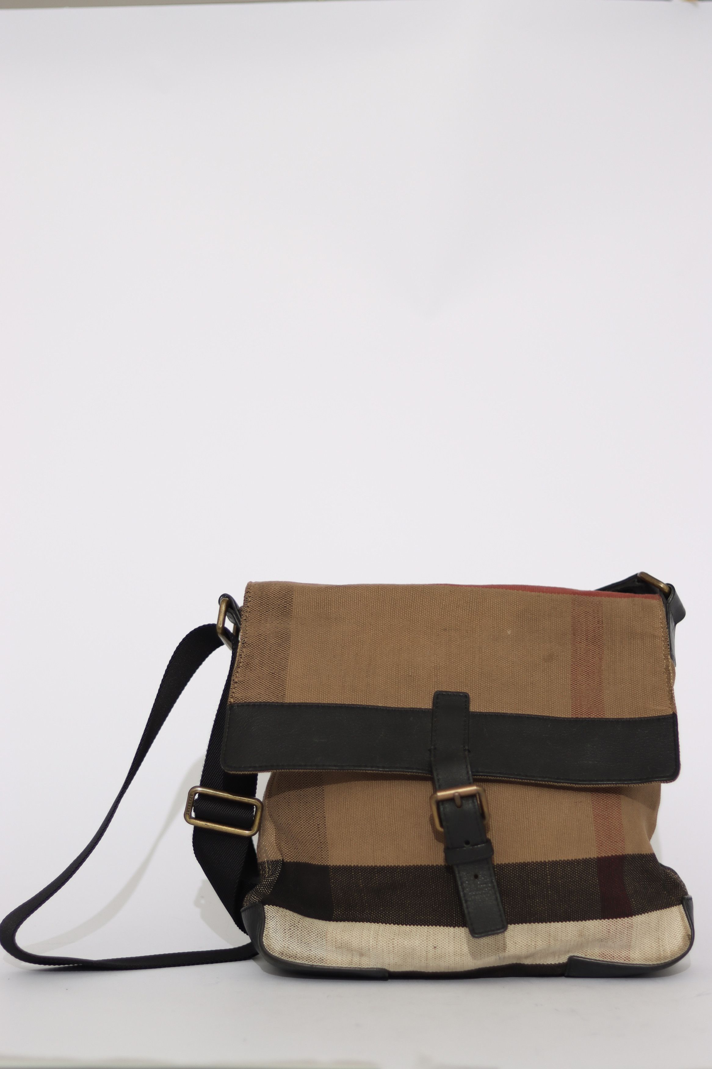 Burberry BURBERRY Canvas Mega Check Small Baildon Messenger Bag Black Size ONE SIZE - 1 Thumbnail